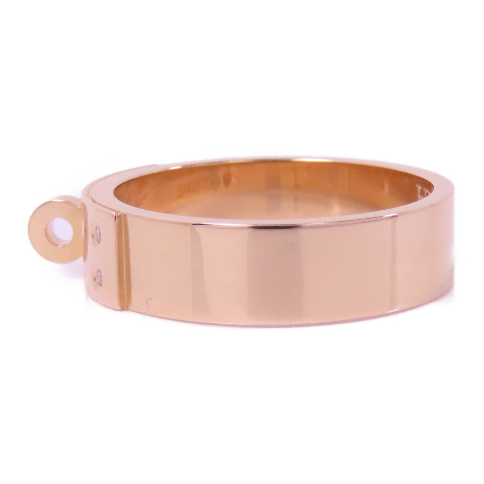 HERMES 18K玫瑰金Kelly Small Model Diamond Ring鑽石戒指US#5.75