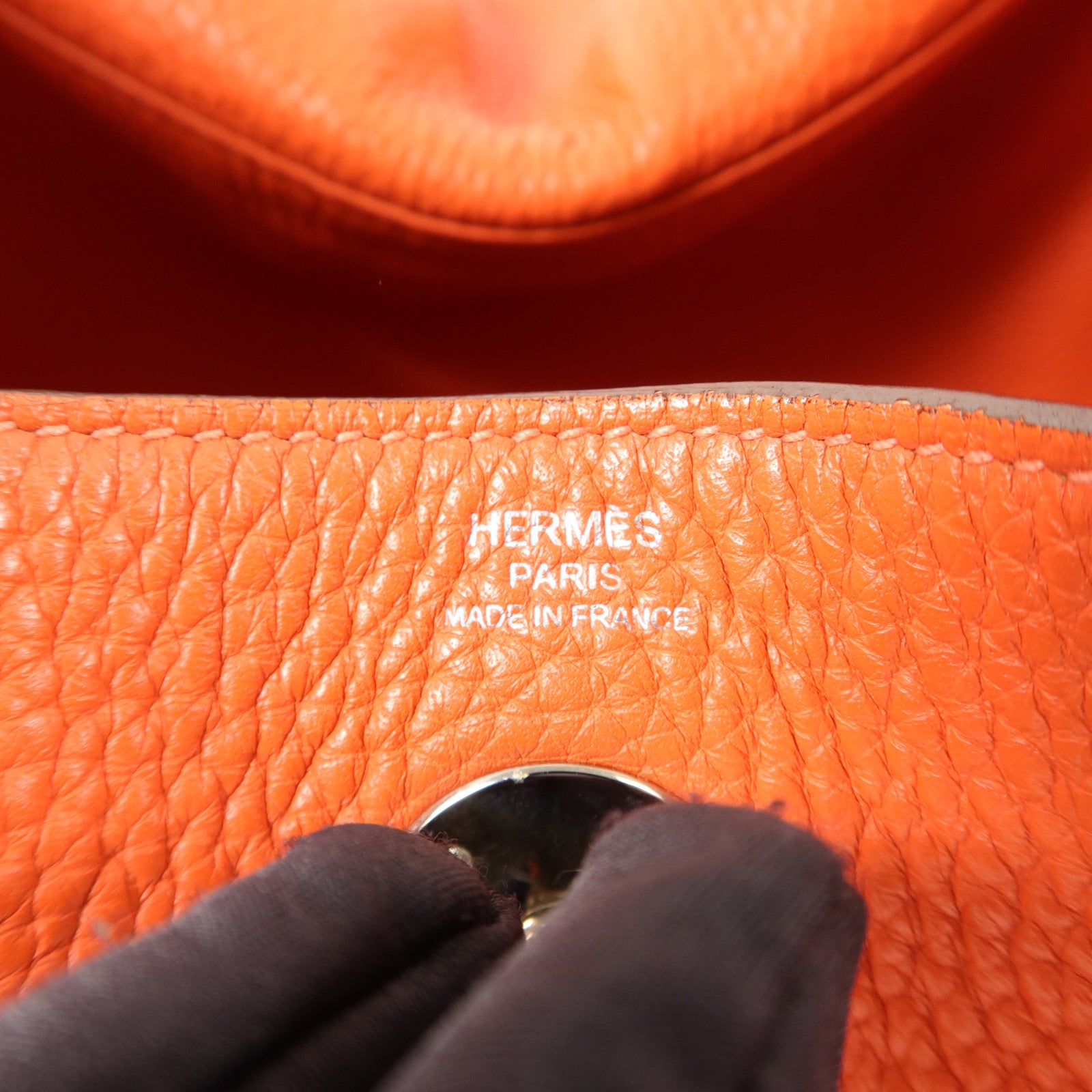 HERMES Clemence皮革Lindy 26手挽肩背兩用袋Orange Poppy
