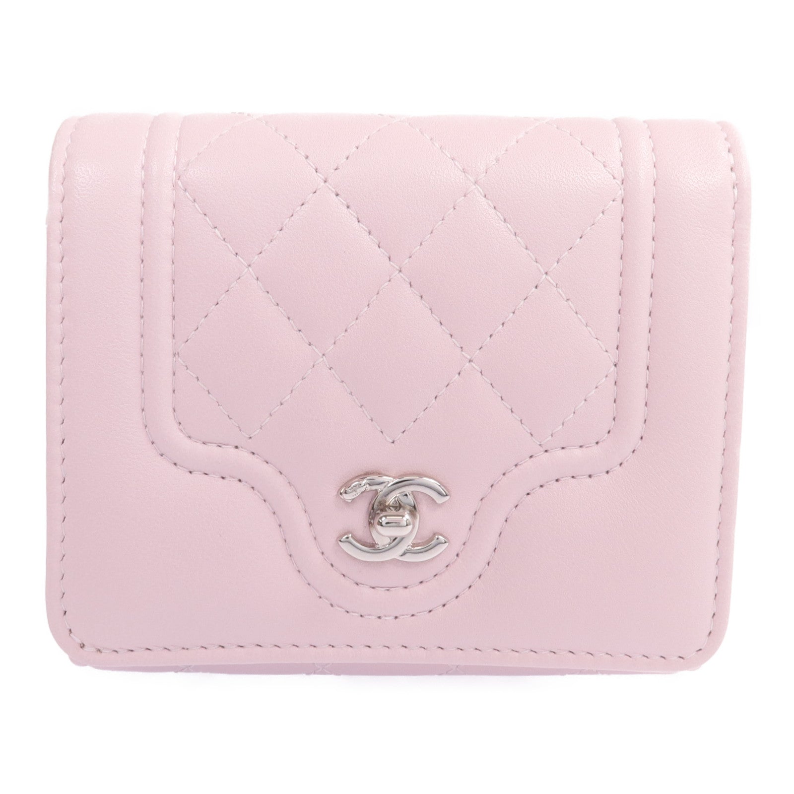 CHANEL 羊皮皮革Wallet銀扣錢包