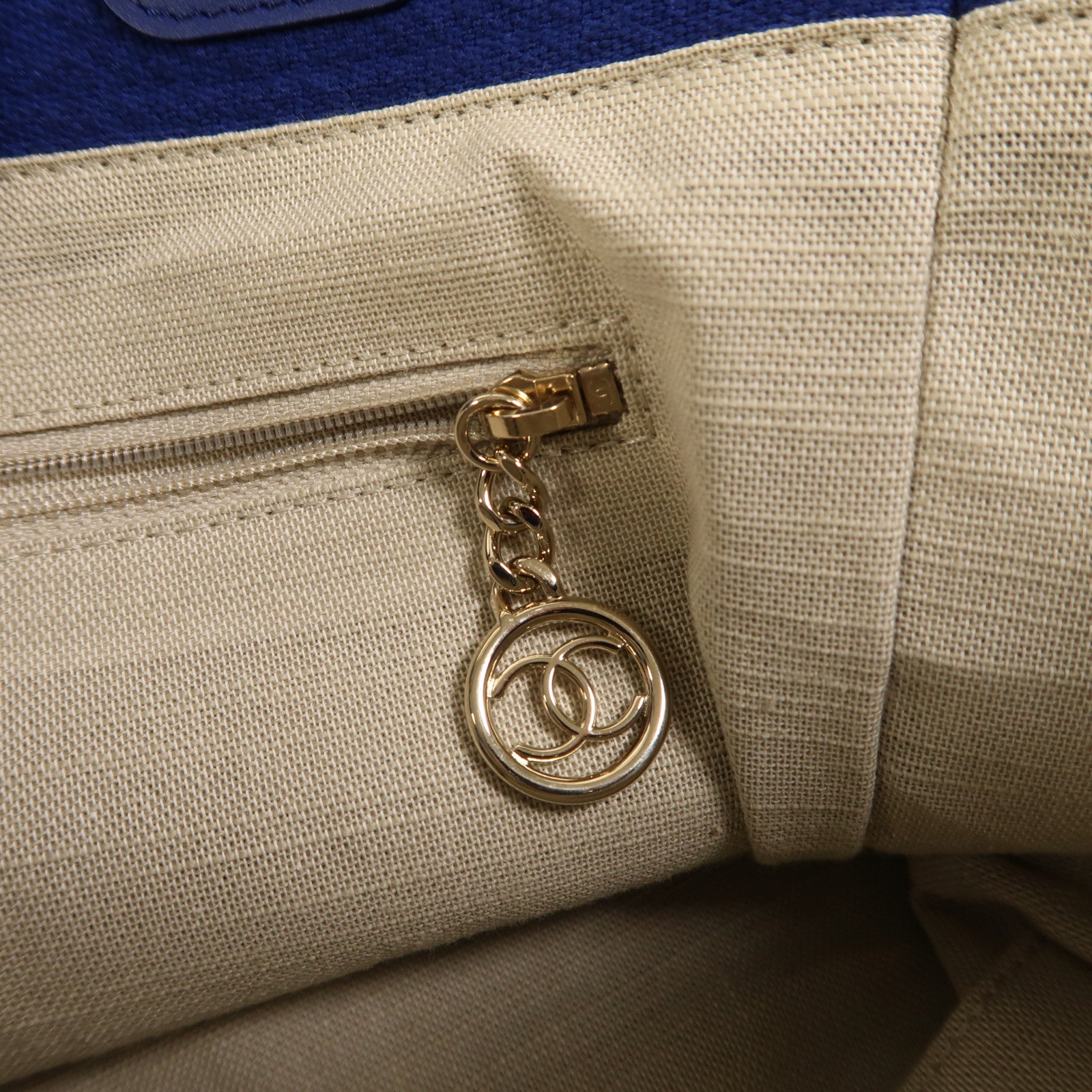 CHANEL 帆布Deauville Tote金扣手挽肩背兩用袋