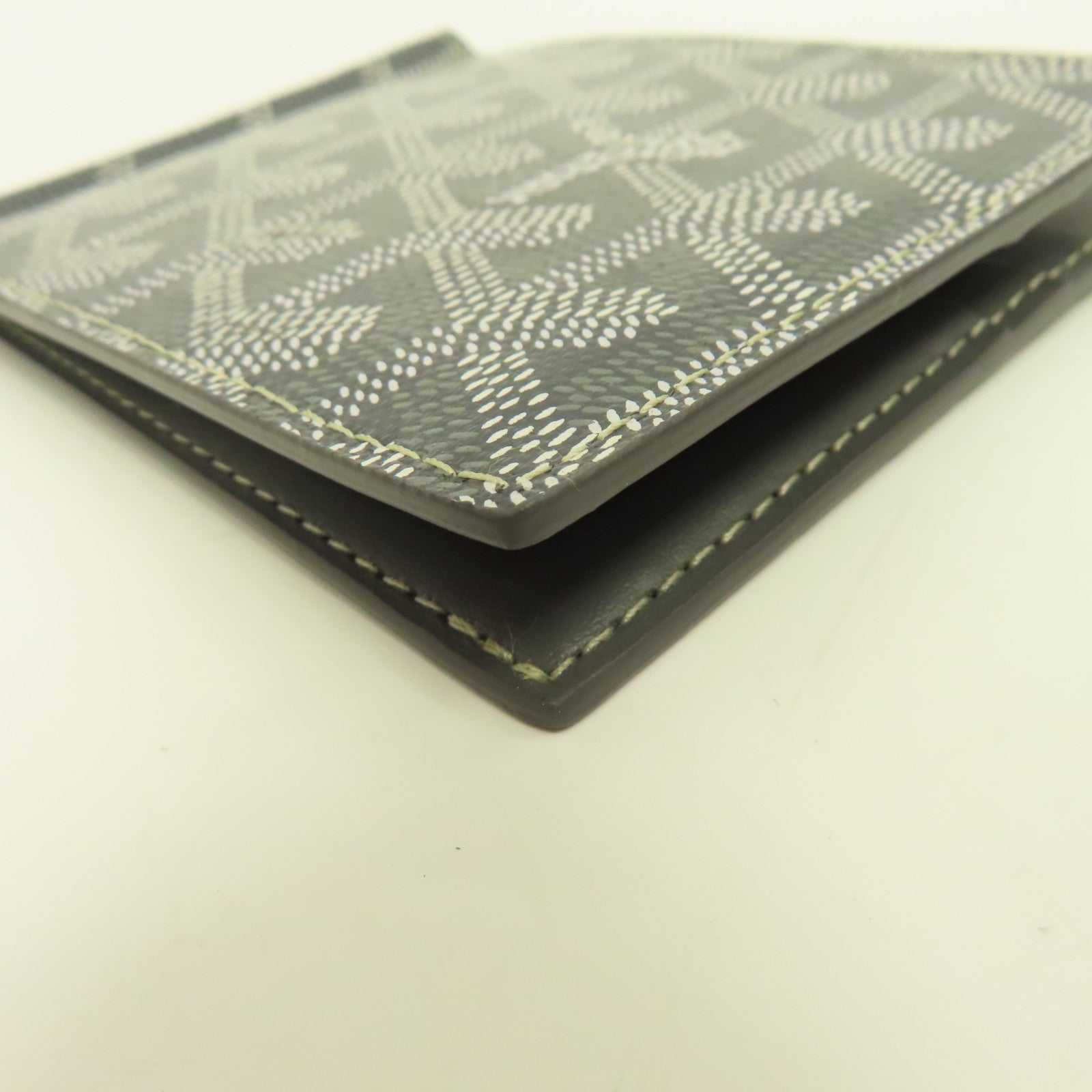 GOYARD 塗層帆布/牛皮皮革St Florentin Momey Clip卡片套灰色