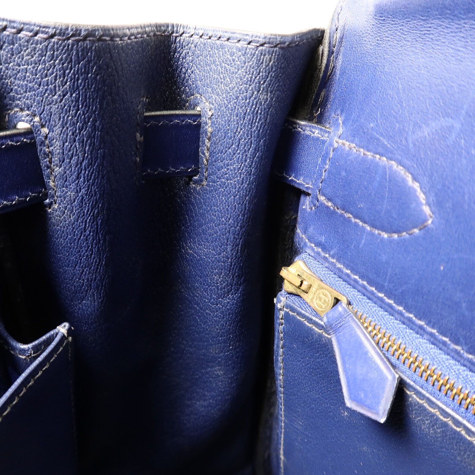 HERMES Box皮革Kelly 32手挽肩背兩用袋Blue