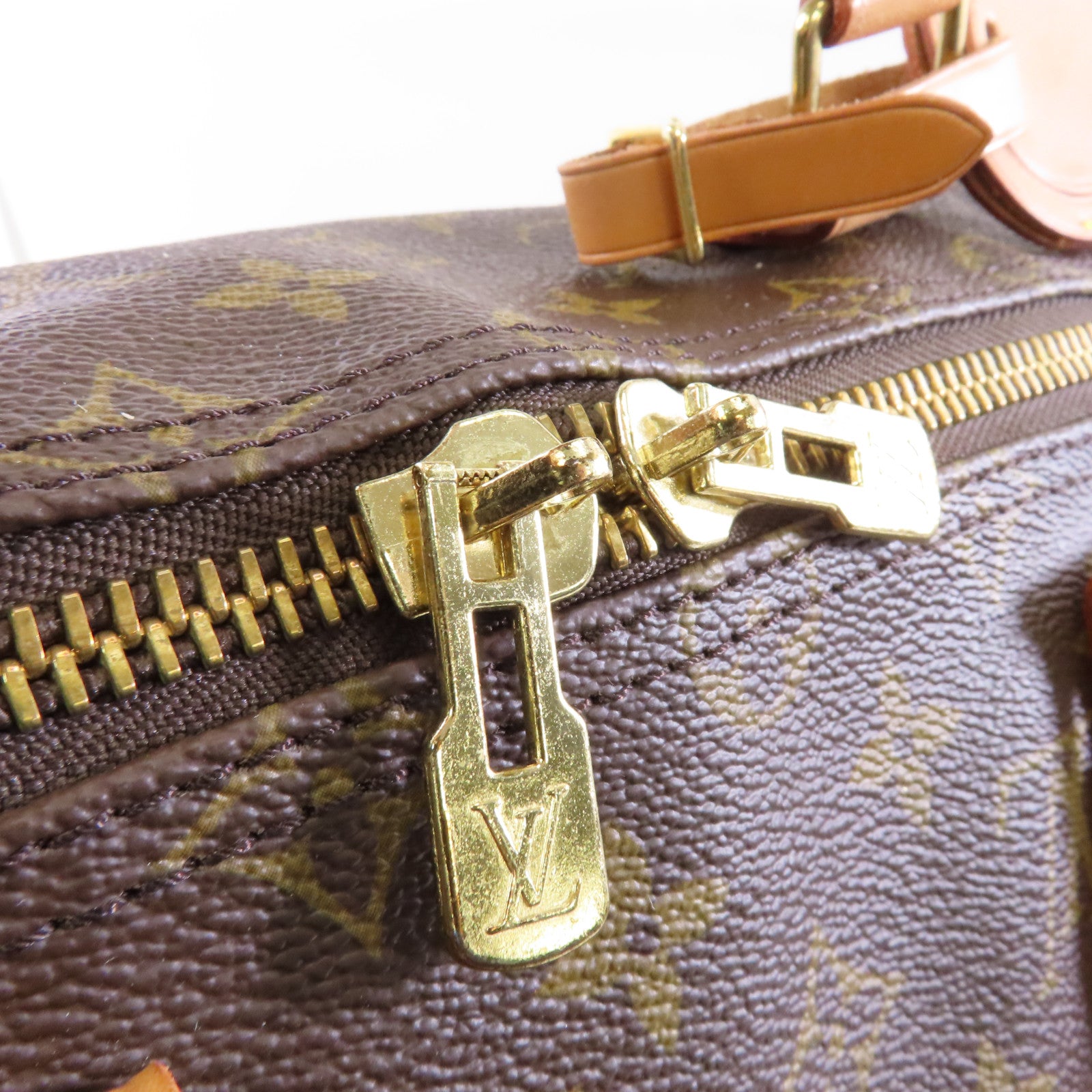 LOUIS VUITTON Monogram Keepall Bandouliere 50金扣波士顿包手挽肩背兩用袋棕色
