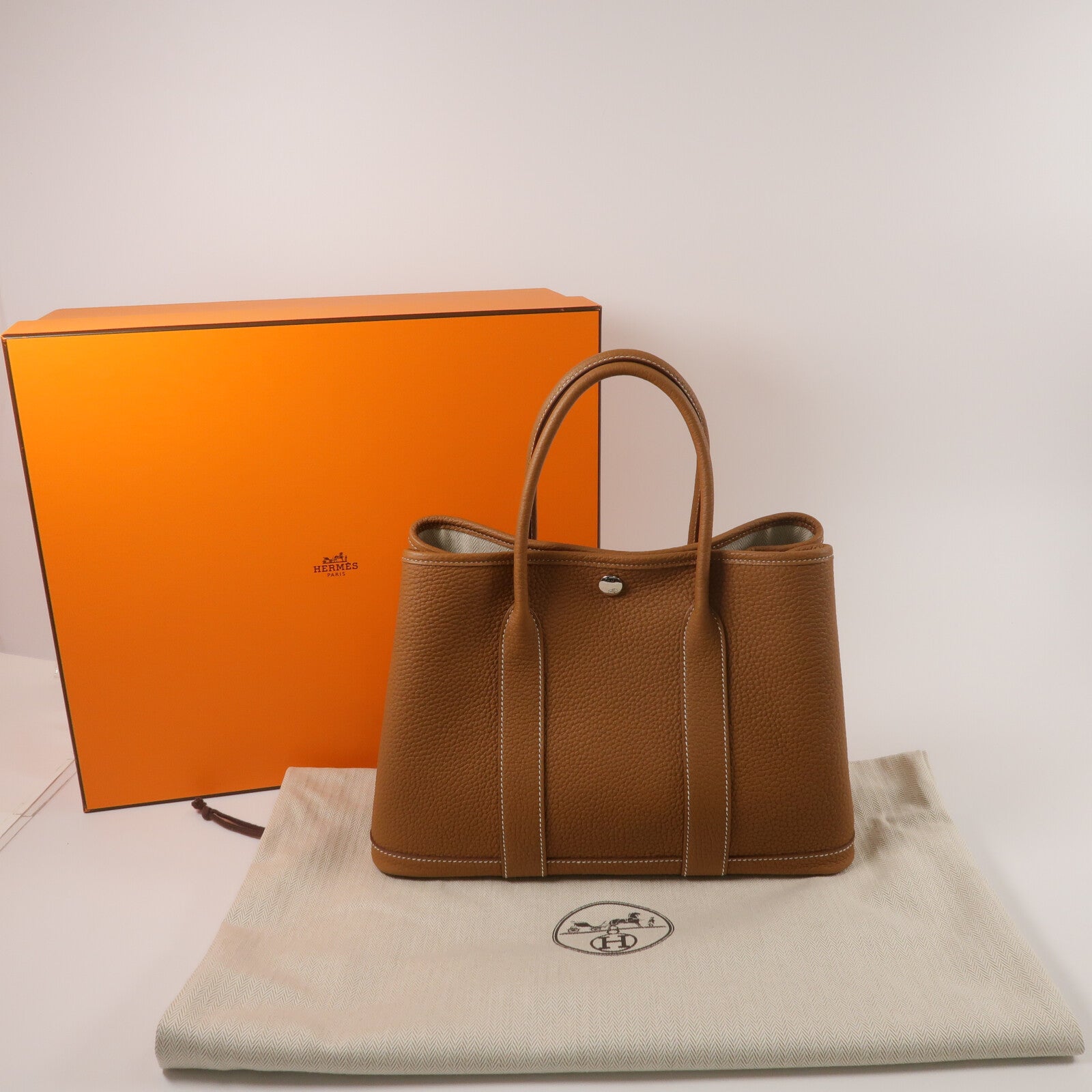 HERMES Negonda皮革Garden Party TPM手挽袋Gold
