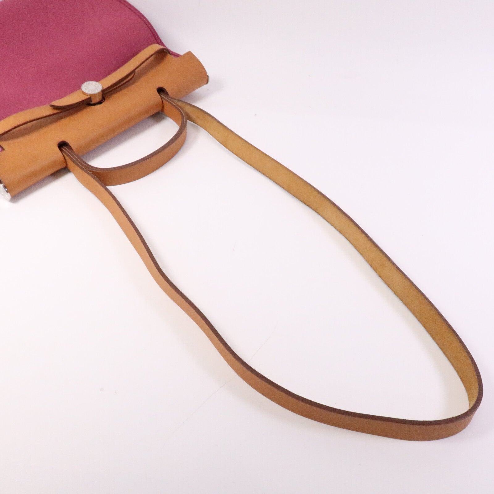 HERMES 帆布Herbag PM銀扣手挽肩背兩用袋Rose Purple