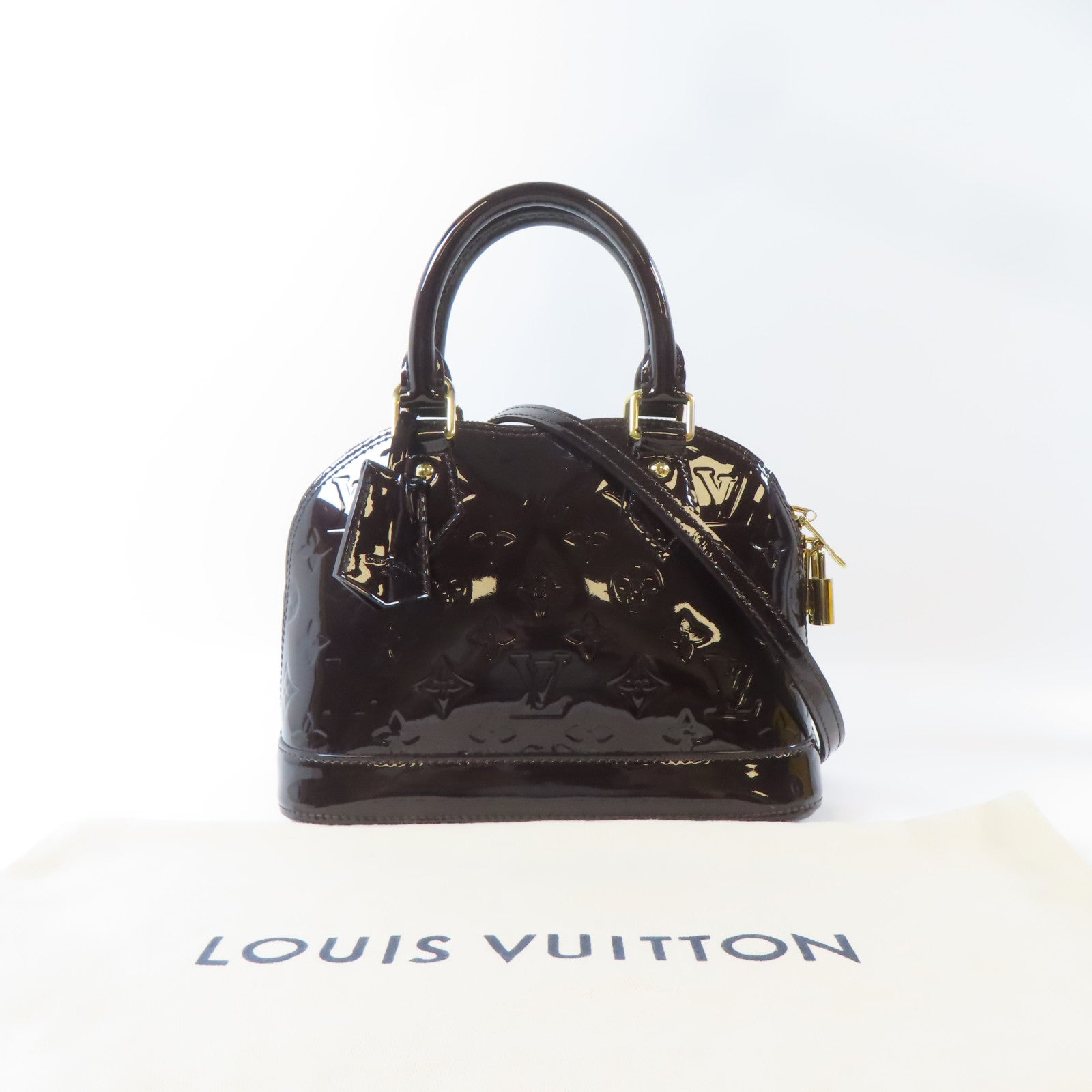 LOUIS VUITTON Vernis Alma金扣手挽肩背兩用袋深紅色