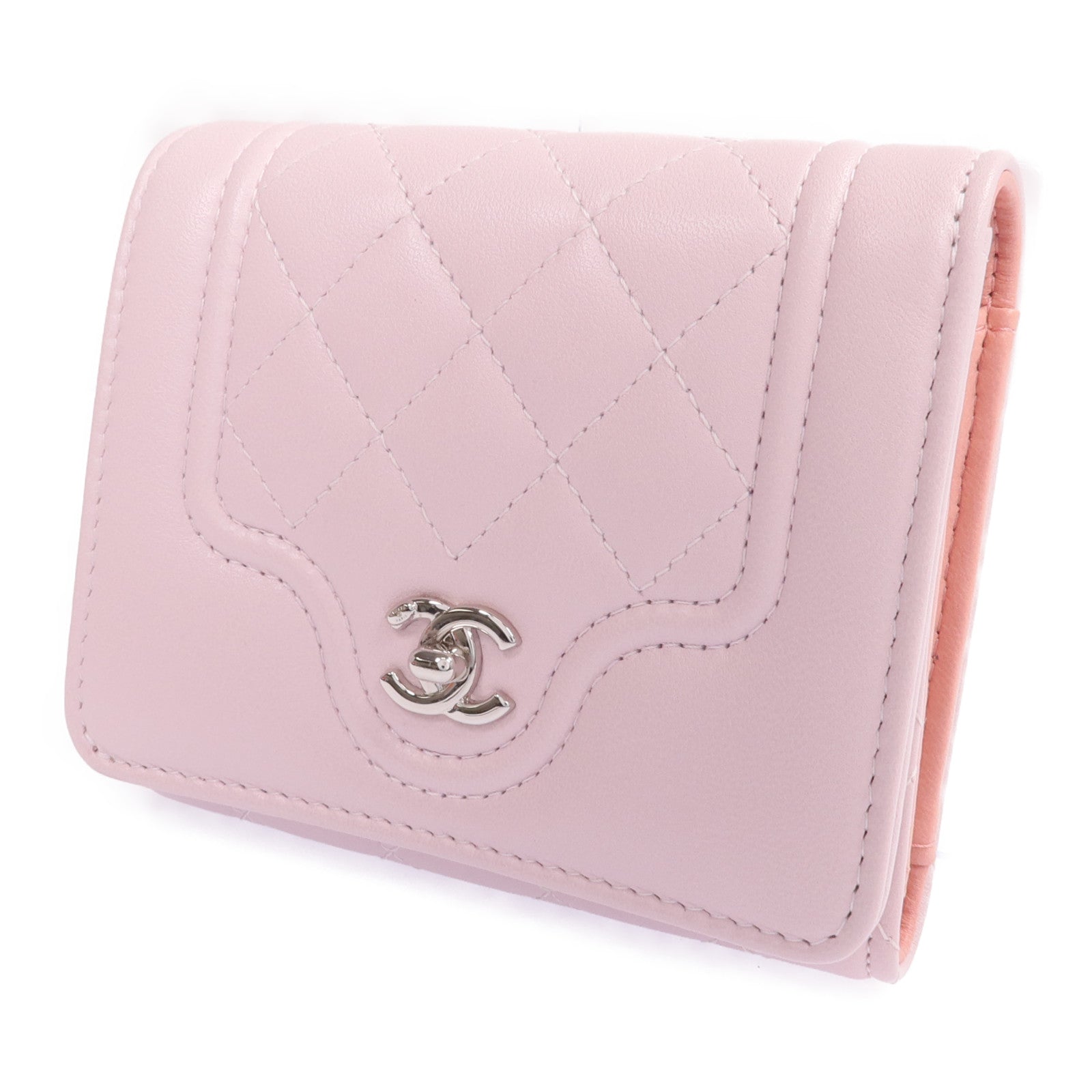 CHANEL 羊皮皮革Wallet銀扣錢包