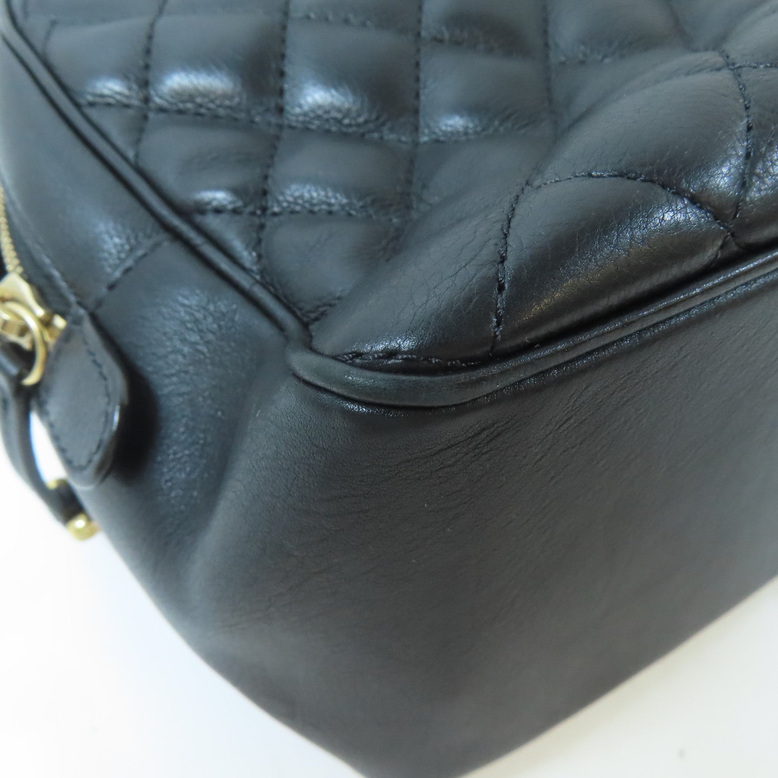 CHANEL 菱格牛皮皮革Chain Shoulder金扣手挽肩背兩用袋黑色