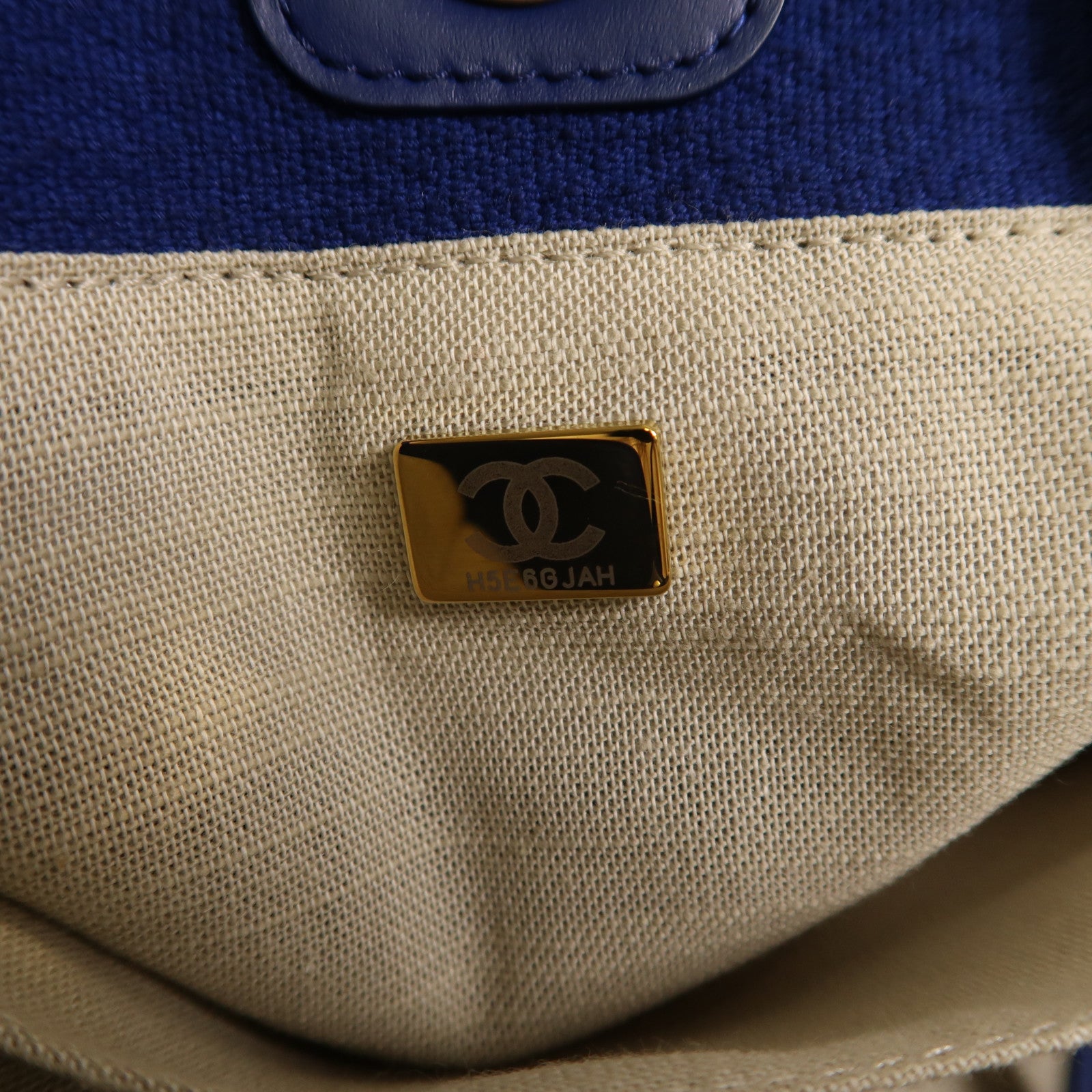 CHANEL 帆布Deauville Tote金扣手挽肩背兩用袋