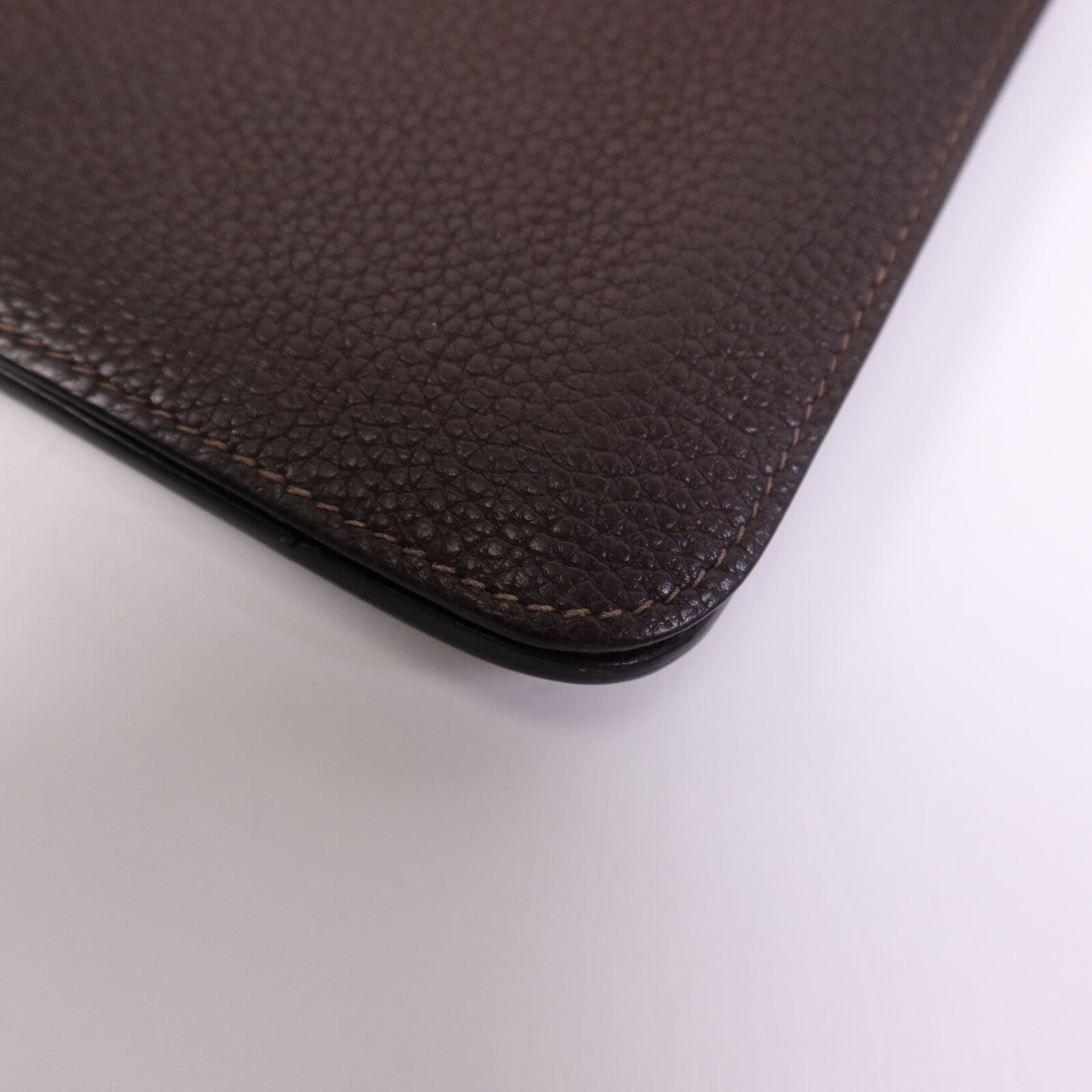 HERMES Clemence皮革Dogon GM銀扣長錢包