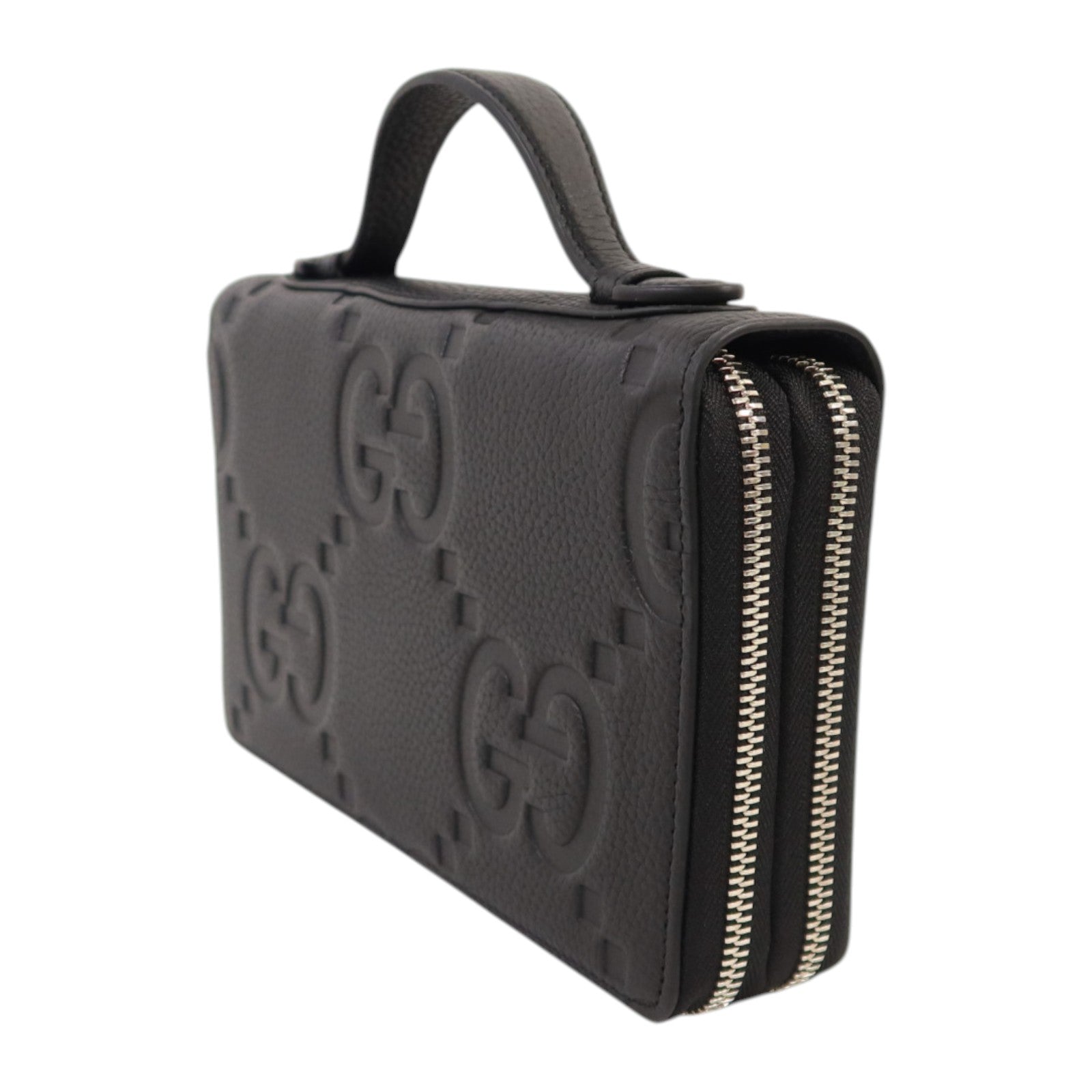 GUCCI 【激減優惠】牛皮皮革GG Travel Document Case銀扣手挽袋