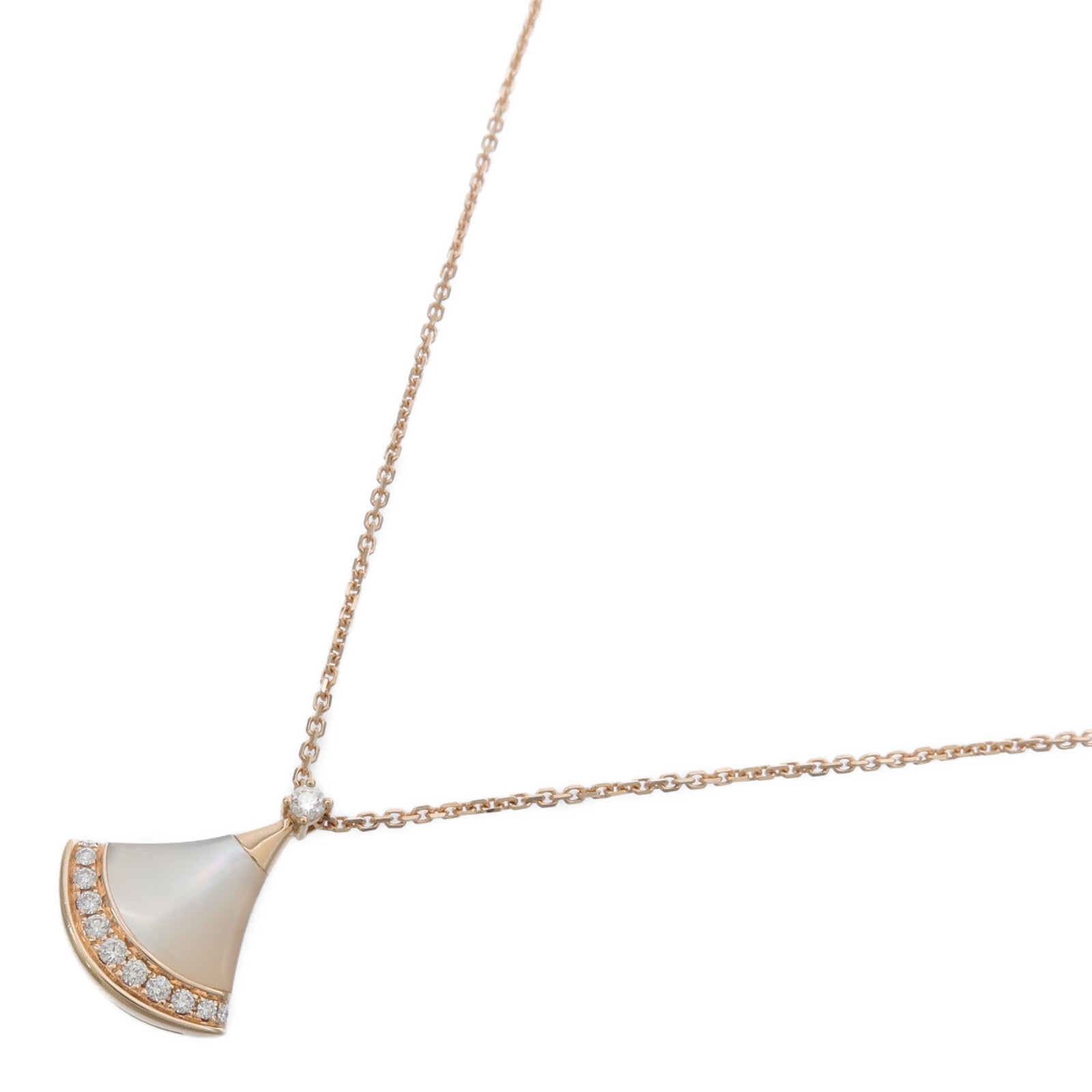 BVLGARI 18K玫瑰金Divas Dream Necklace珍珠母貝/鑽石項鍊