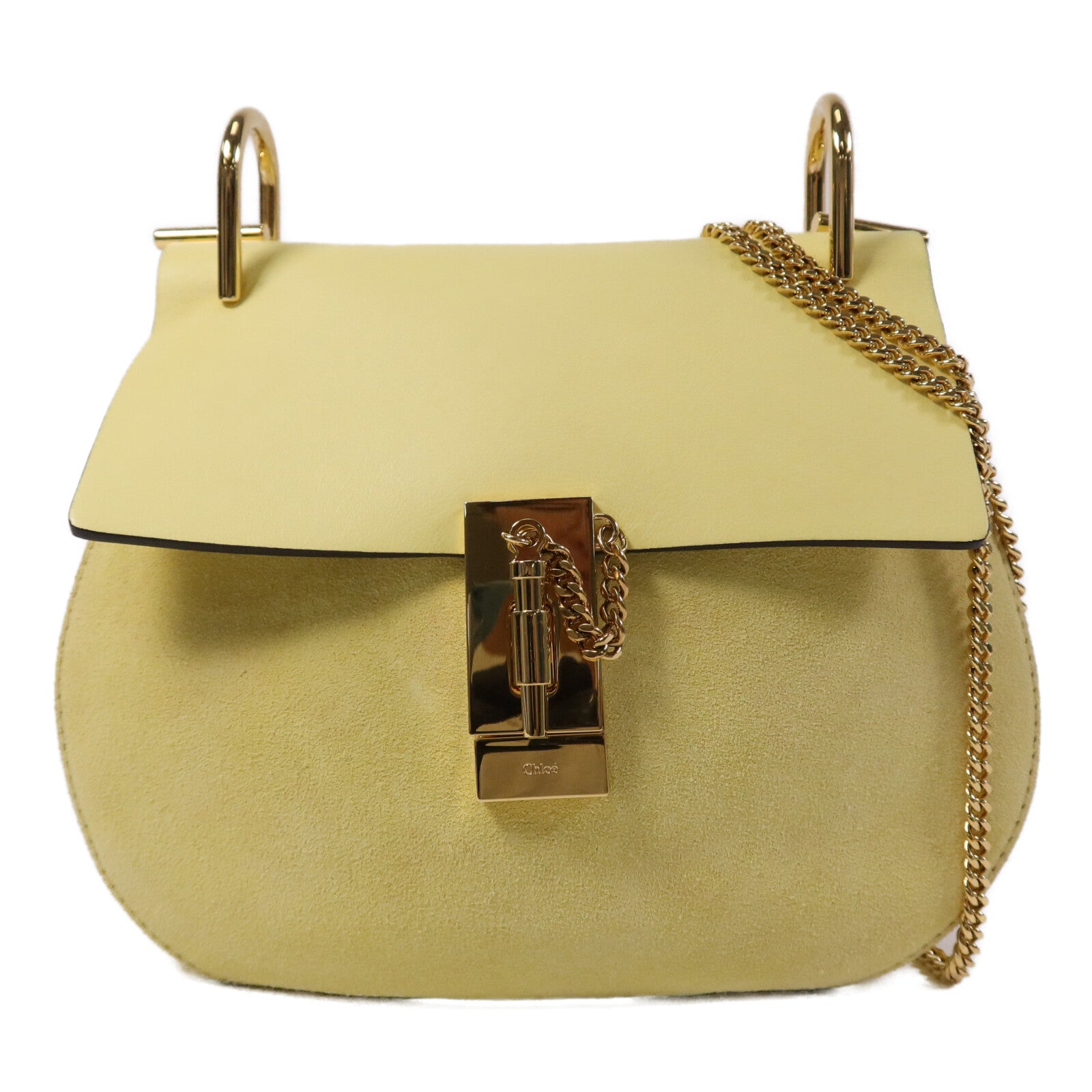 Chloe 麂皮/羊皮皮革Drew金扣鏈帶肩背袋