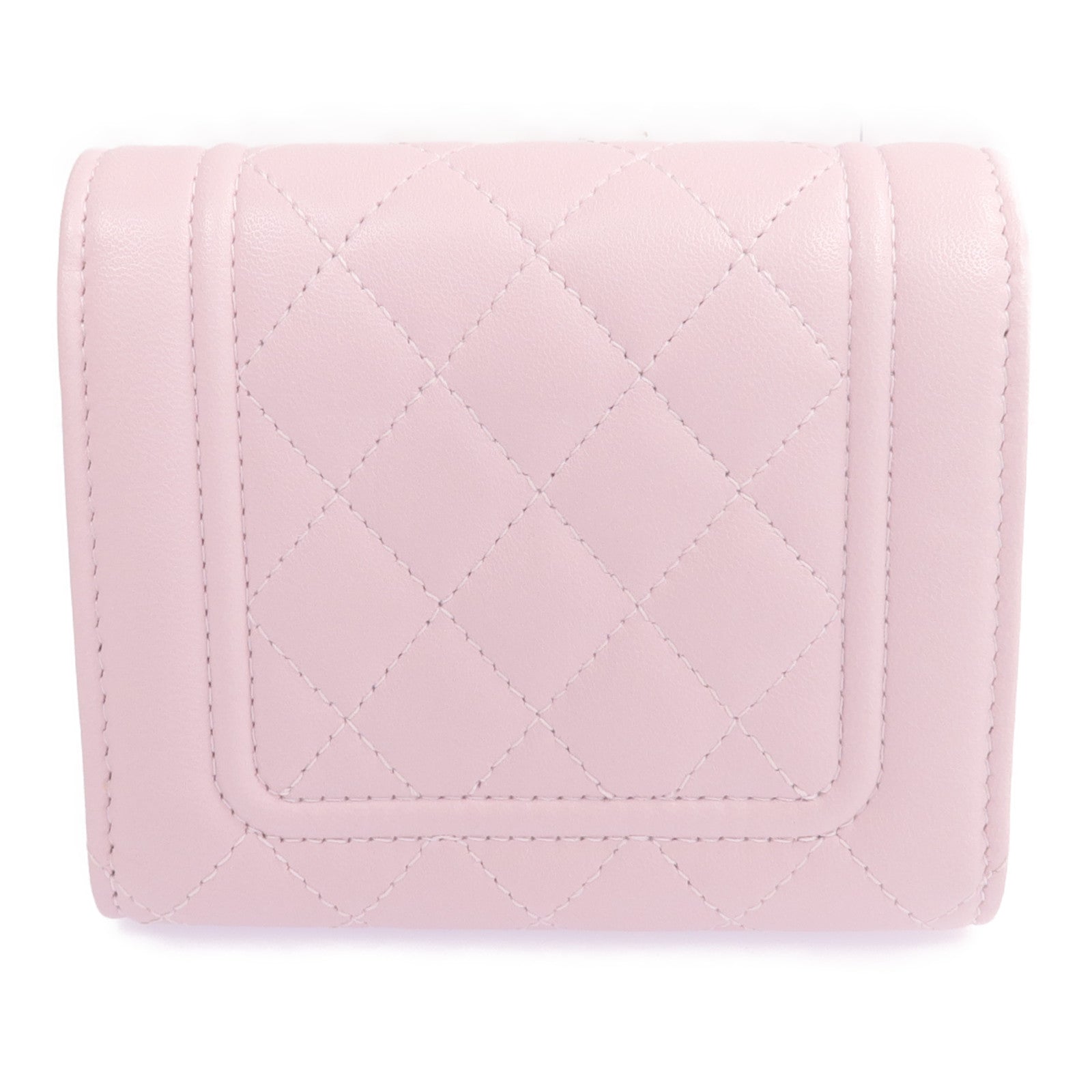 CHANEL 羊皮皮革Wallet銀扣錢包