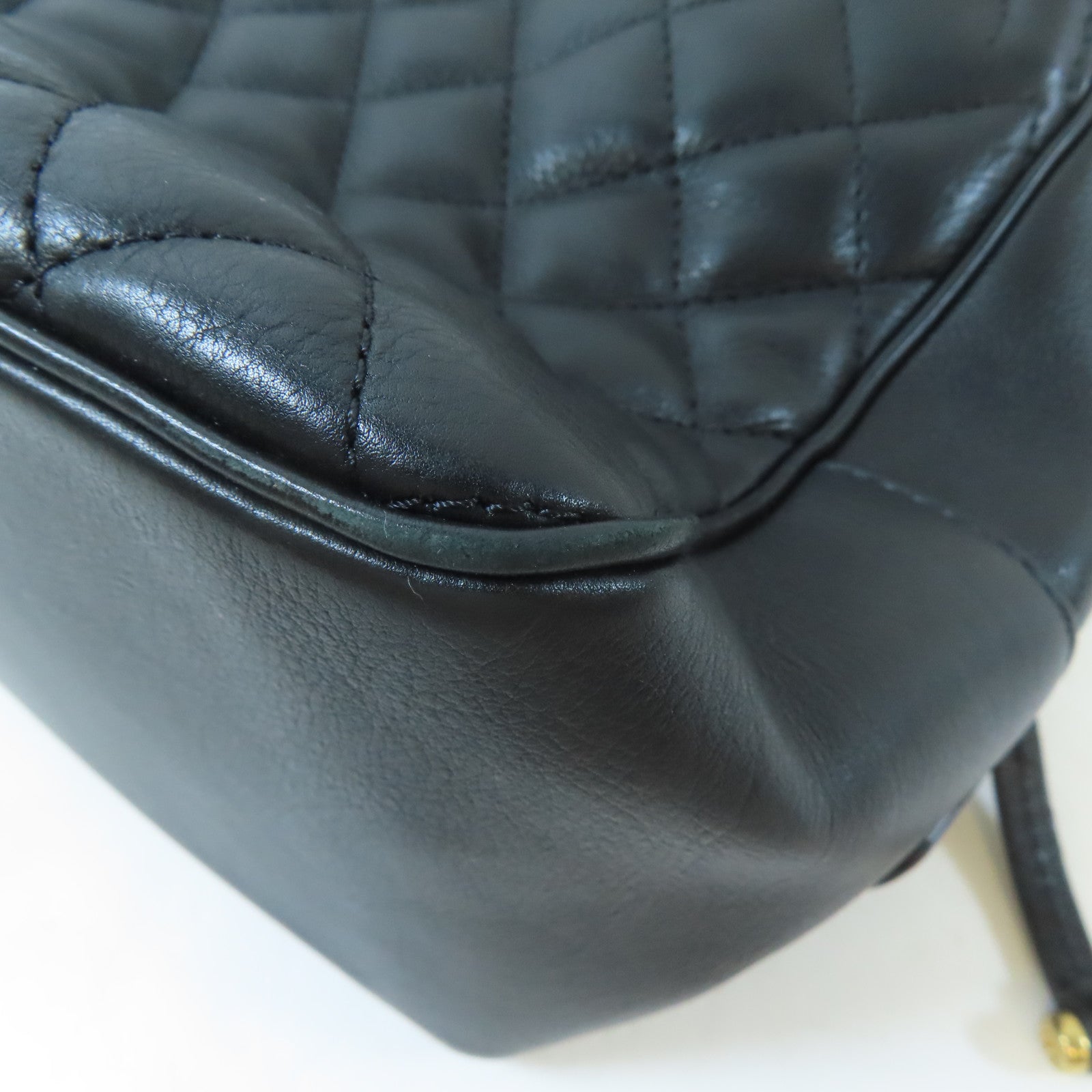 CHANEL 菱格牛皮皮革Chain Shoulder金扣手挽肩背兩用袋黑色