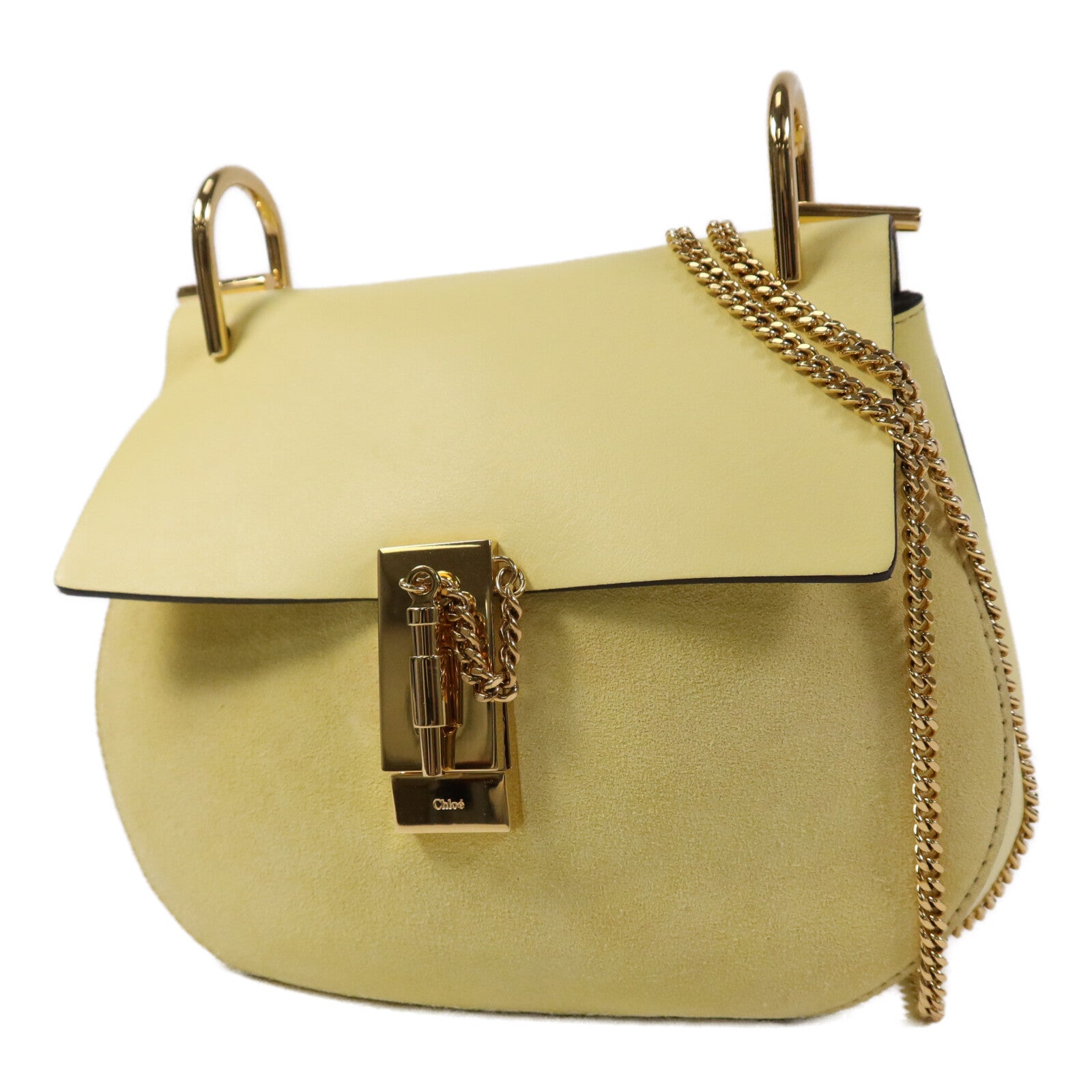 Chloe 麂皮/羊皮皮革Drew金扣鏈帶肩背袋