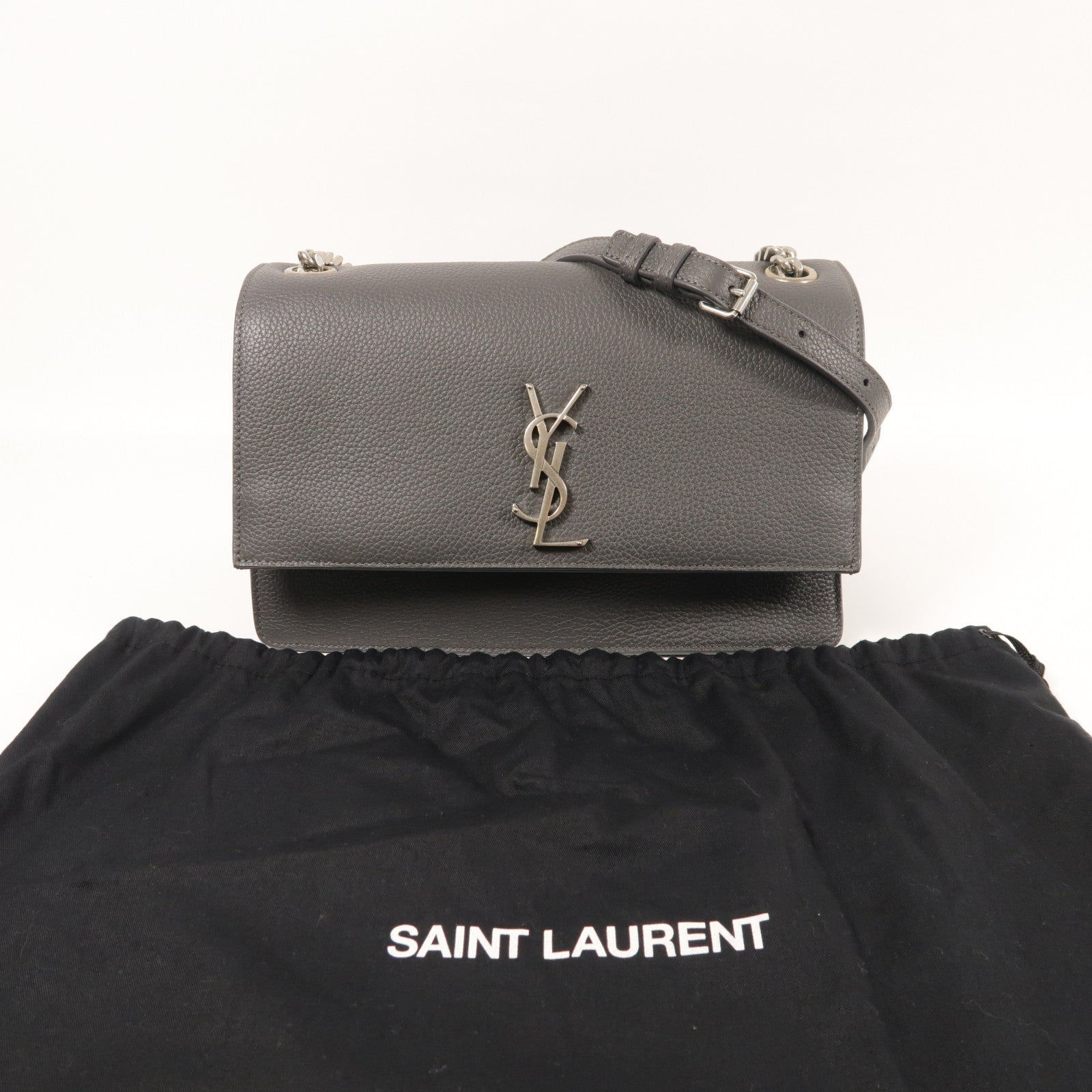 SAINT LAURENT 牛皮皮革Sunset銀扣肩背袋