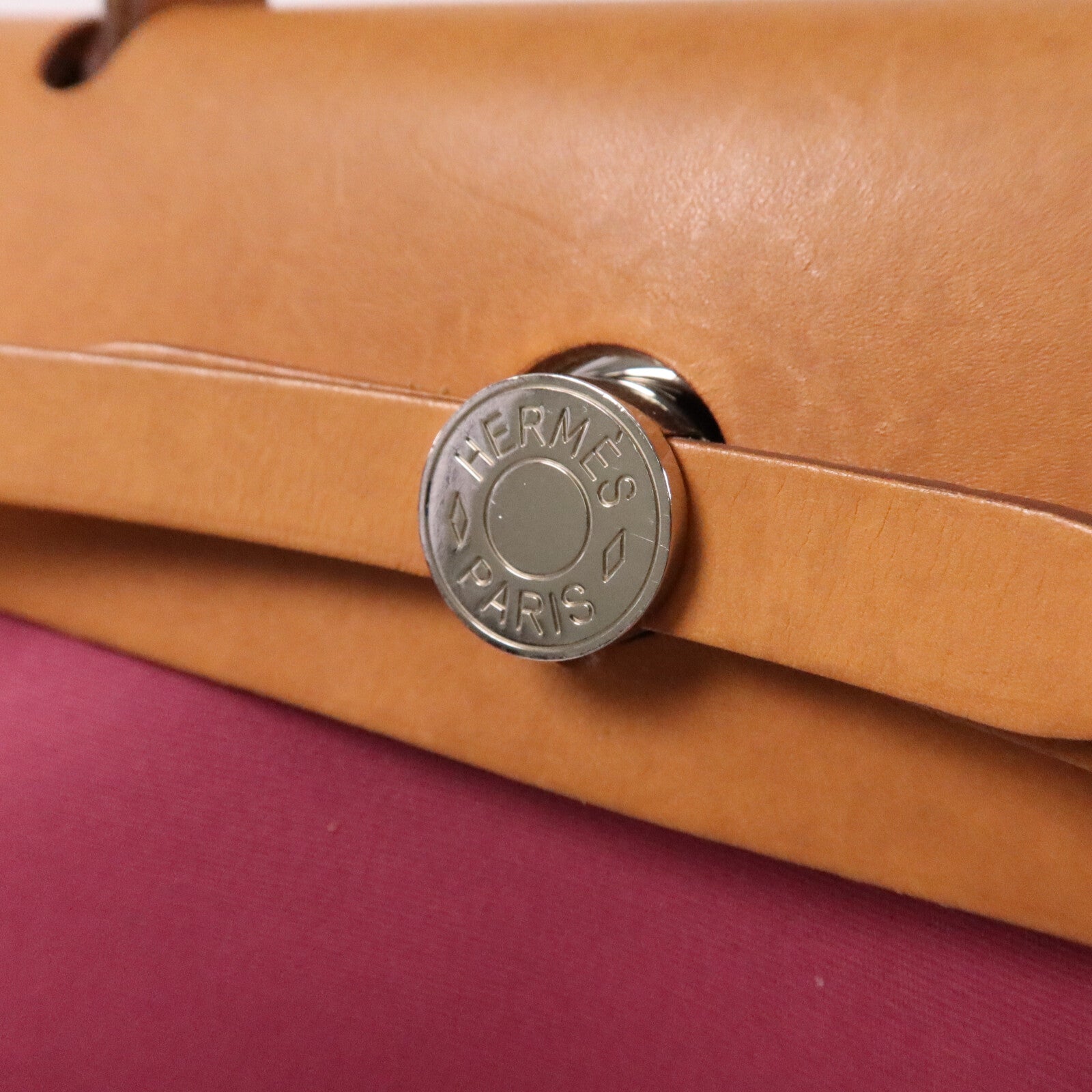 HERMES 帆布Herbag PM銀扣手挽肩背兩用袋Rose Purple