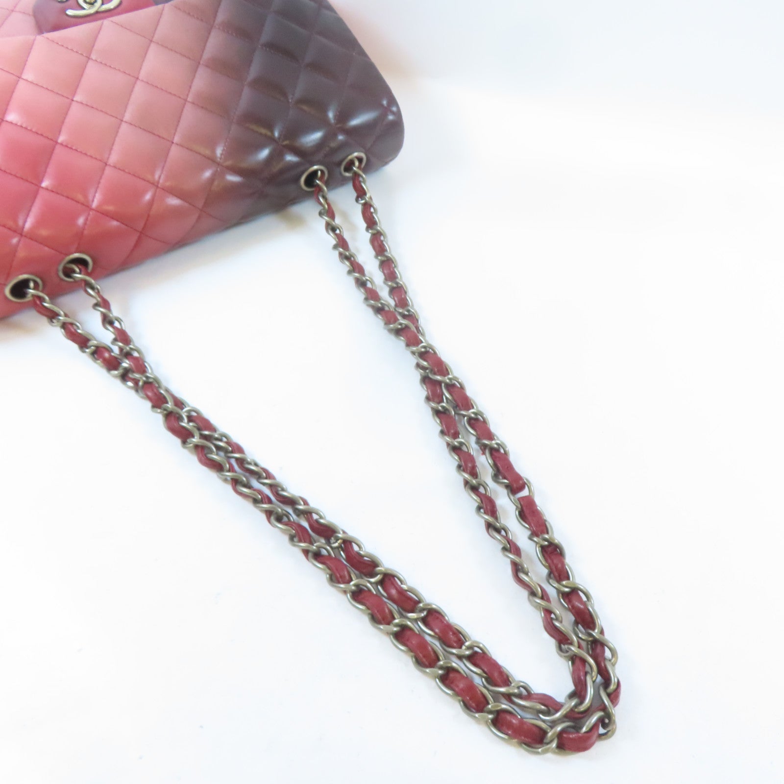 CHANEL 【激減優惠】菱格羊皮皮革Chain Shoulder Bag金扣鏈帶肩背袋紅色/粉紅色/黑色