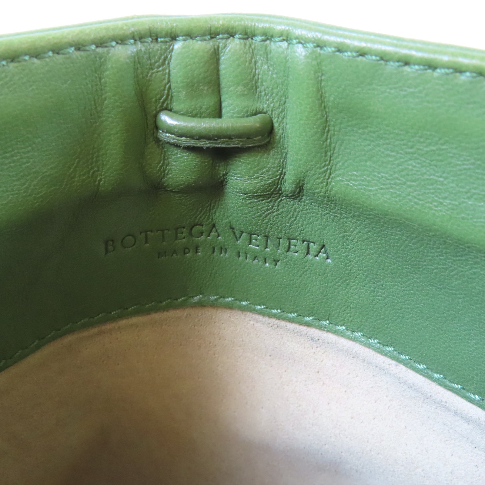 BOTTEGA VENETA 織紋皮革Shoulder Bag金扣手挽袋綠色