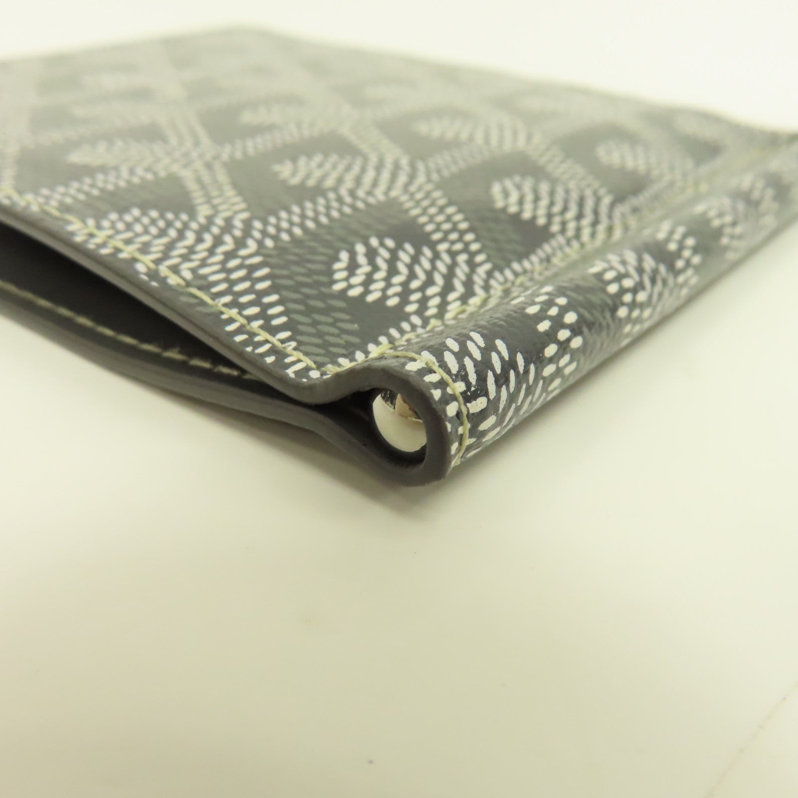 GOYARD 塗層帆布/牛皮皮革St Florentin Momey Clip卡片套灰色