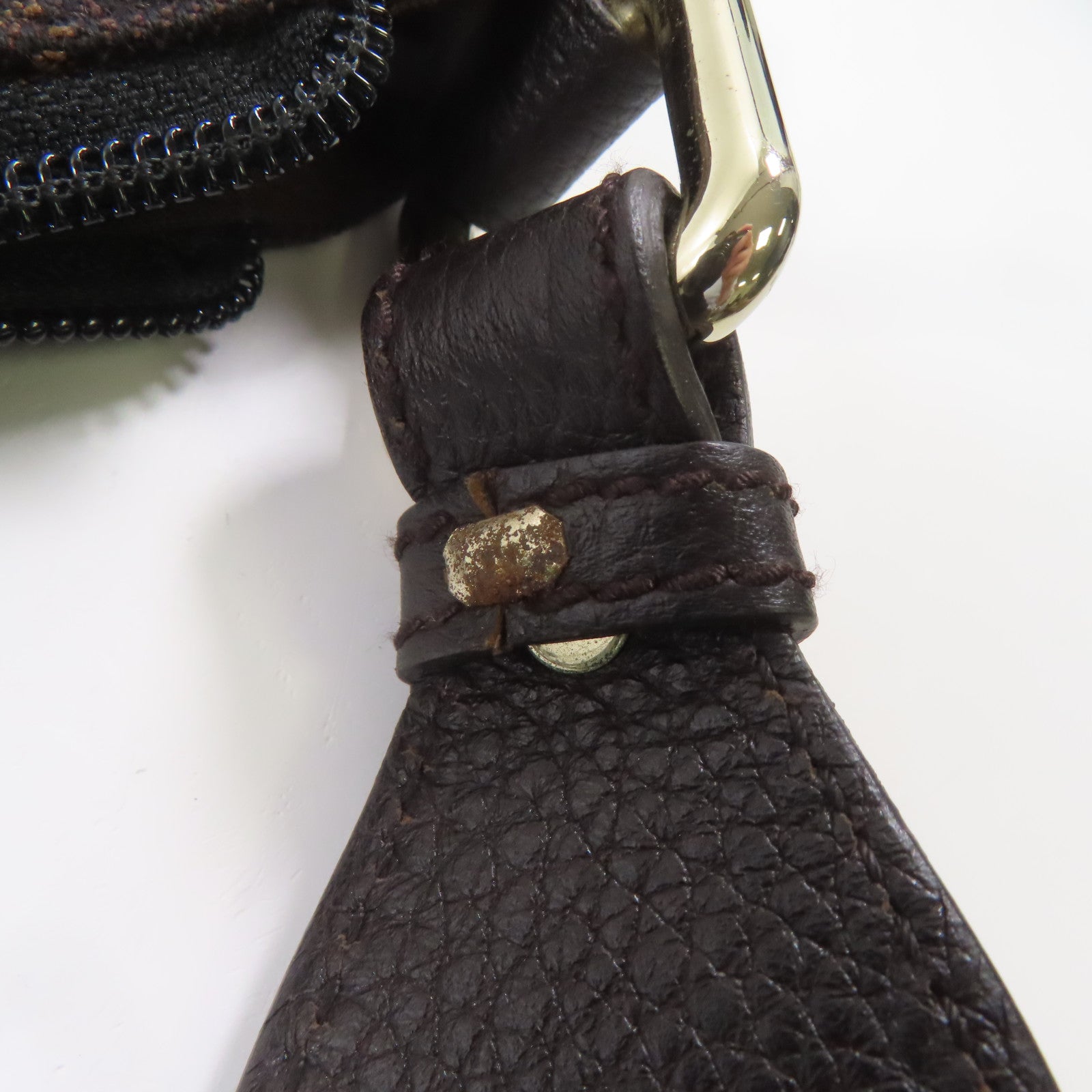 GUCCI 帆布Shoulder Bag銀扣肩背袋棕色