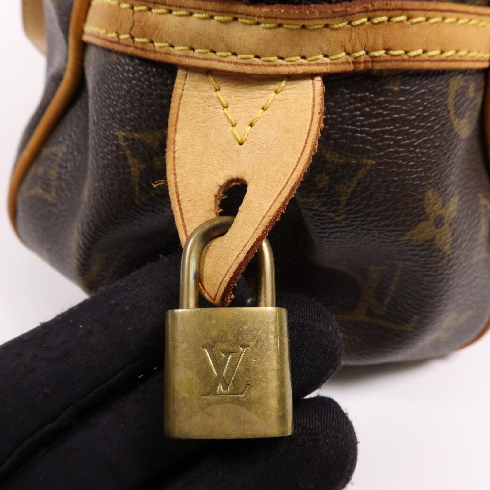 LOUIS VUITTON Monogram Montorgueil PM金扣肩背袋棕色