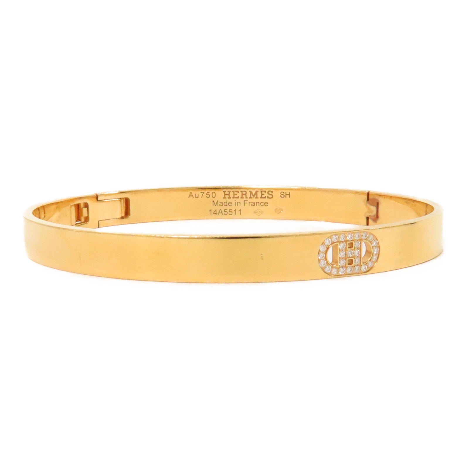 HERMES 【激減優惠】18K黃金H D Ancre Bracelet手鐲金色