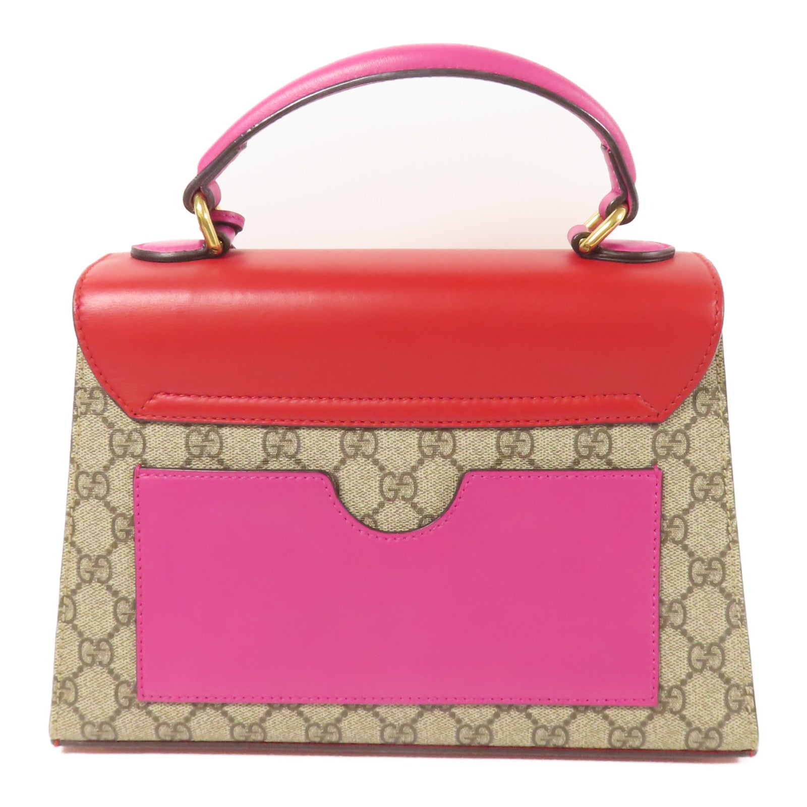 GUCCI 塗層帆布/皮革GG Supreme 2 Way Shoulder Bag金扣手挽肩背兩用袋