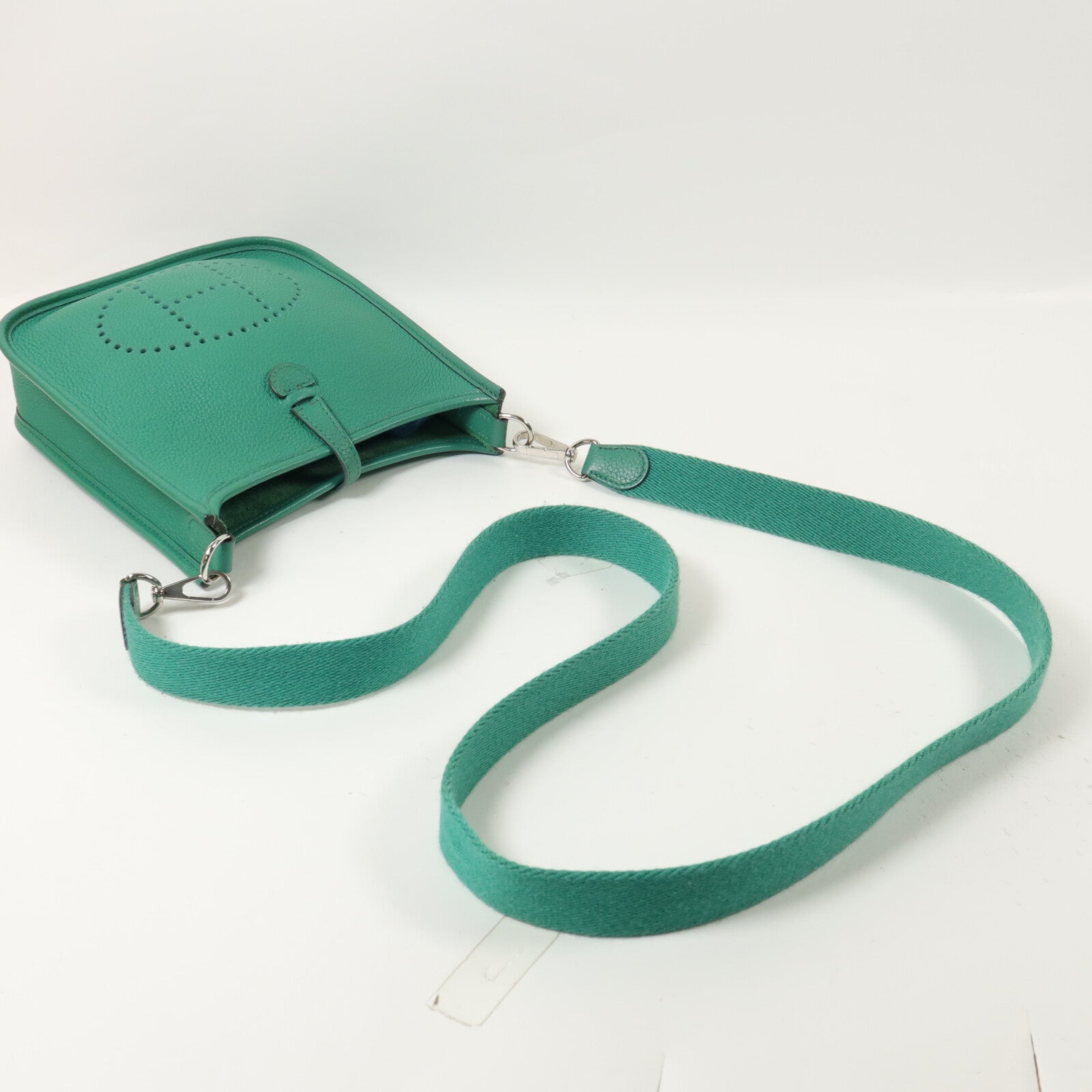 HERMES Clemence皮革Evelyne TPM肩背袋Vert Jade