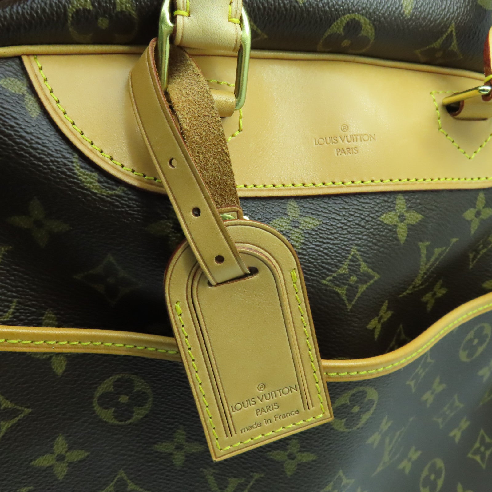 LOUIS VUITTON Monogram Deauville GM金扣手挽袋啡色