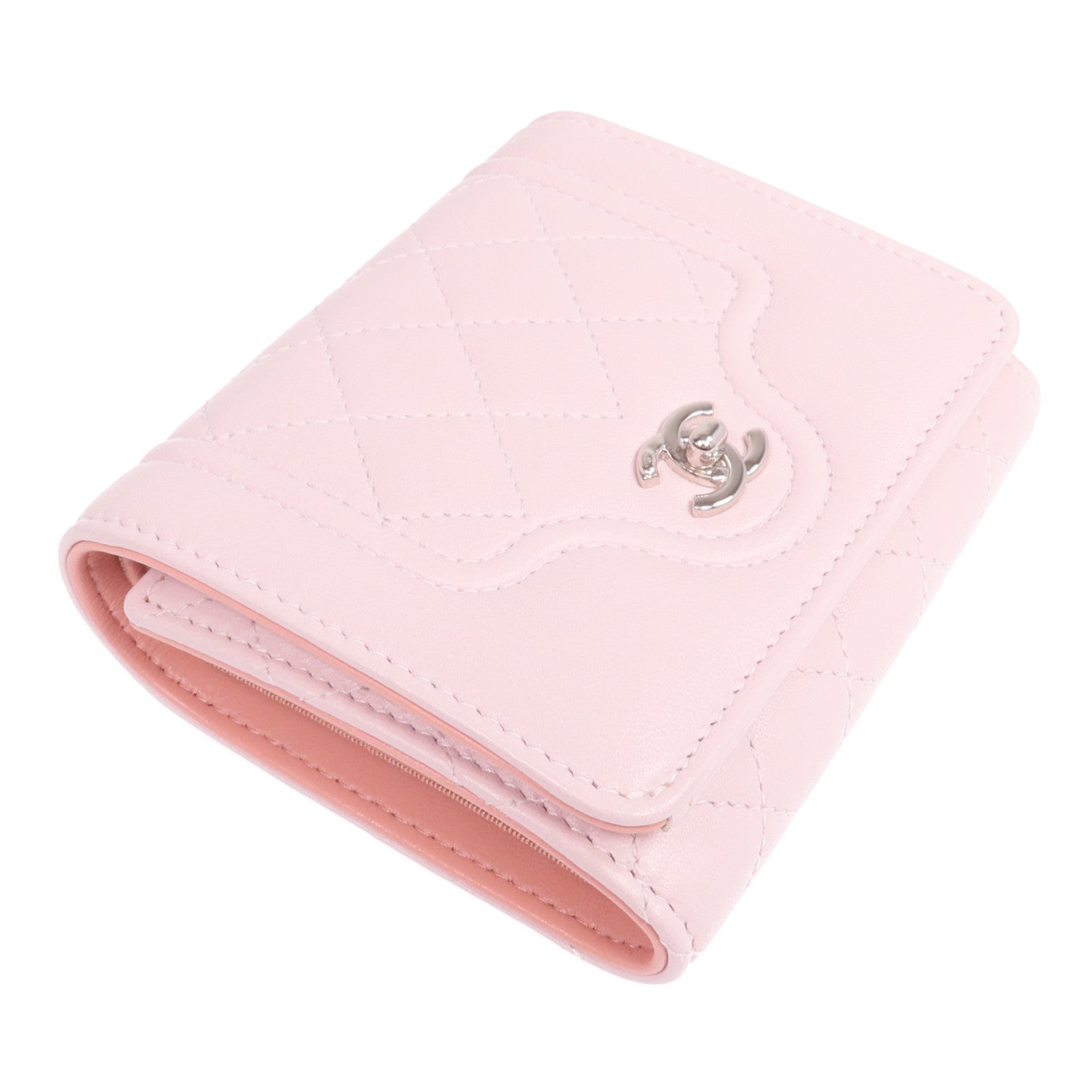 CHANEL 羊皮皮革Wallet銀扣錢包