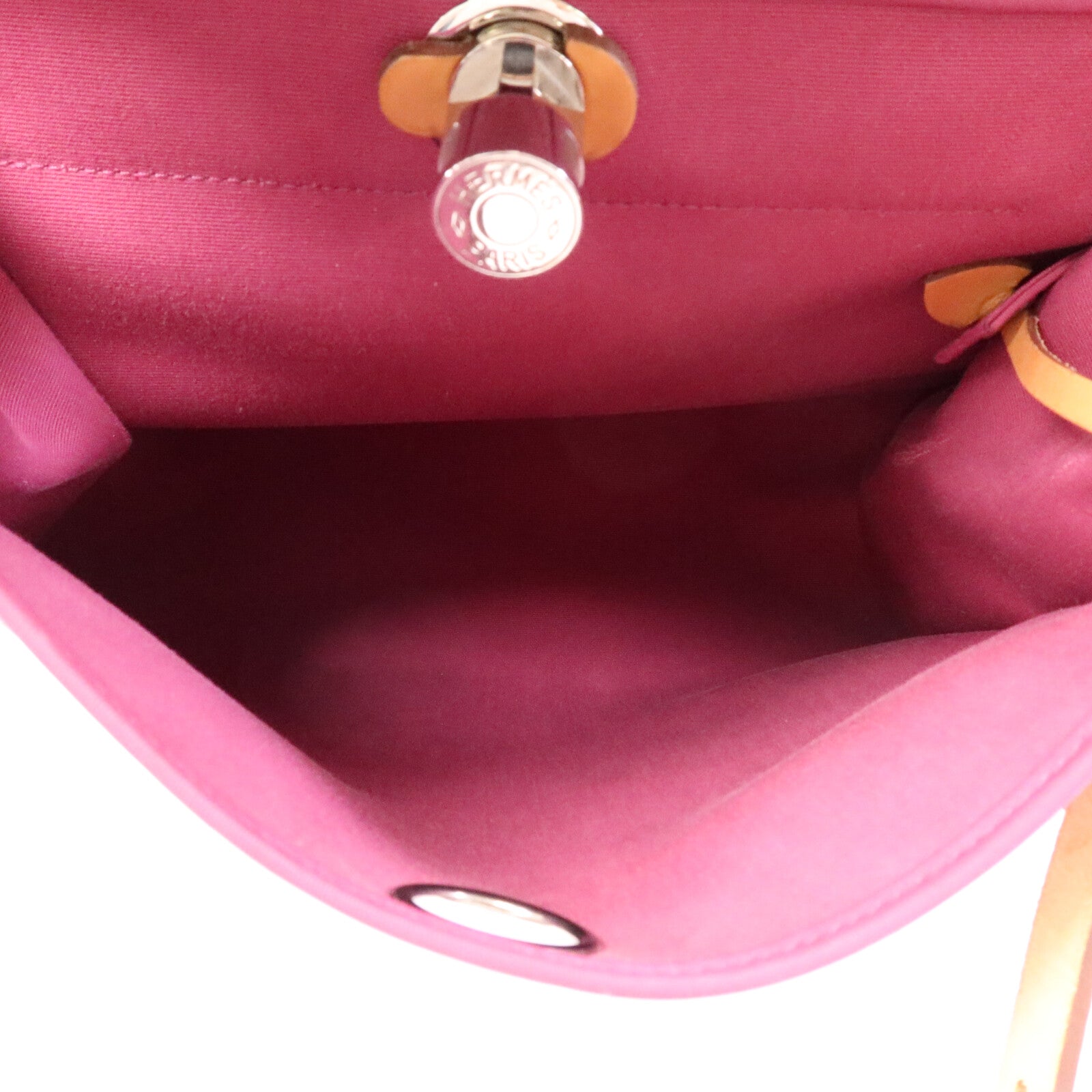HERMES 帆布Herbag PM銀扣手挽肩背兩用袋Rose Purple