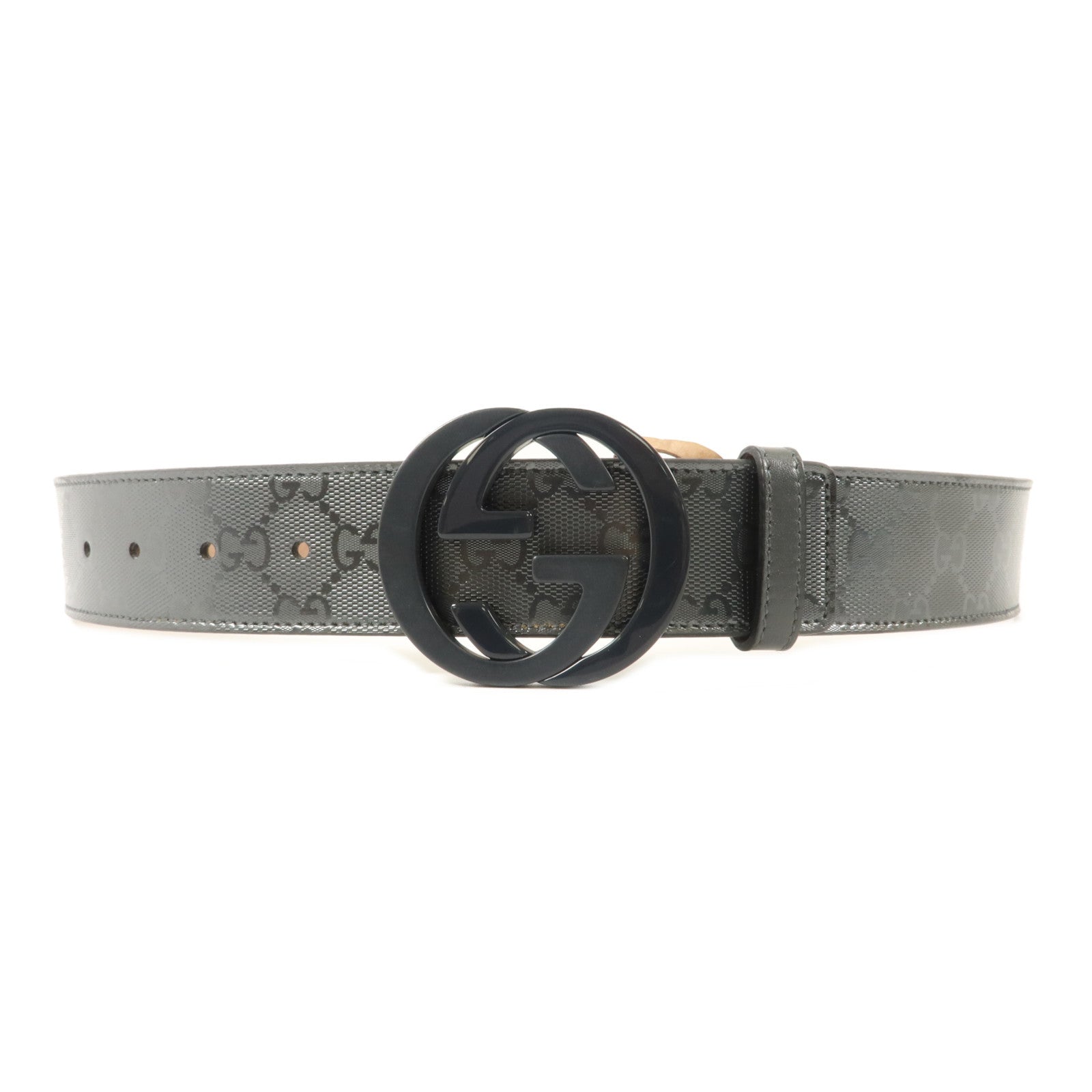 GUCCI 塗層帆布Interlocking G Belt 80x32皮帶