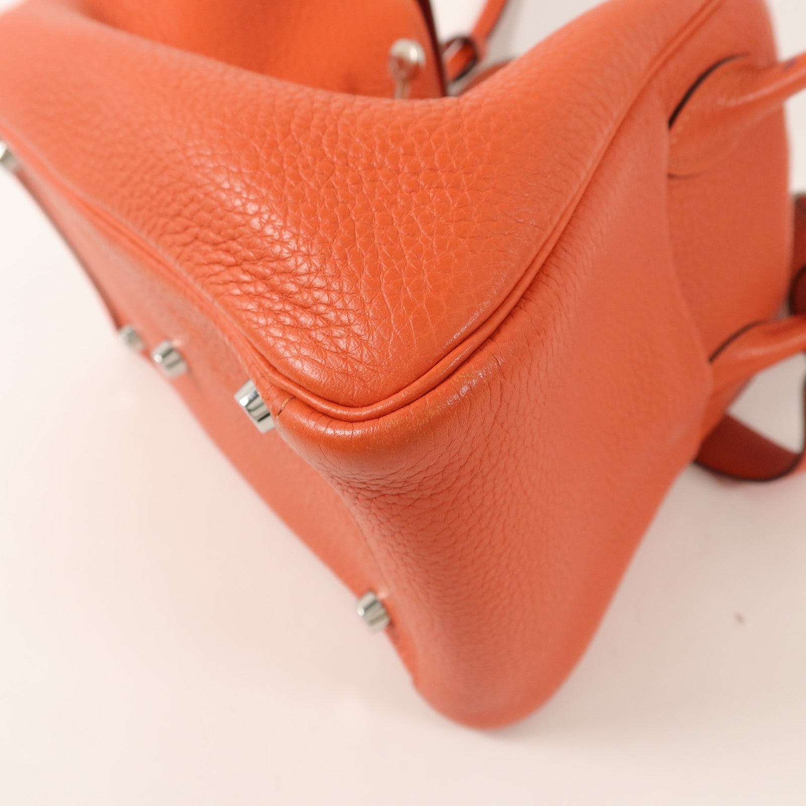 HERMES Clemence皮革Lindy 26手挽肩背兩用袋Orange Poppy