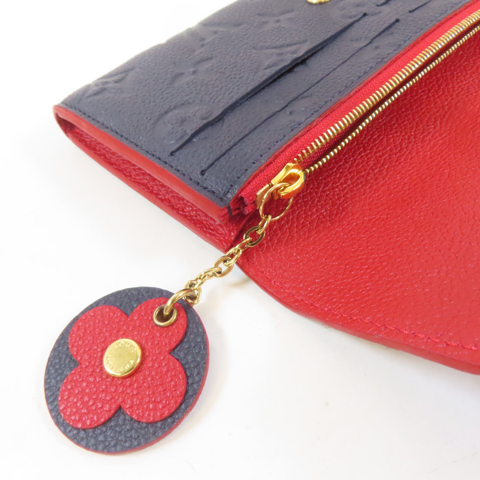 LOUIS VUITTON Monogram Empreinte Emilie金扣長錢包藍色/紅色