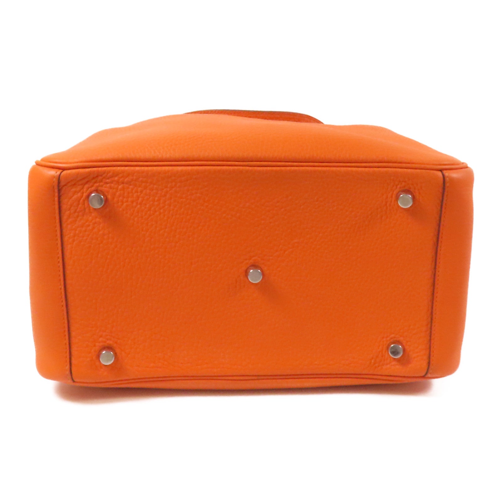 HERMES Clemence皮革Lindy 30銀扣手挽肩背兩用袋Orange