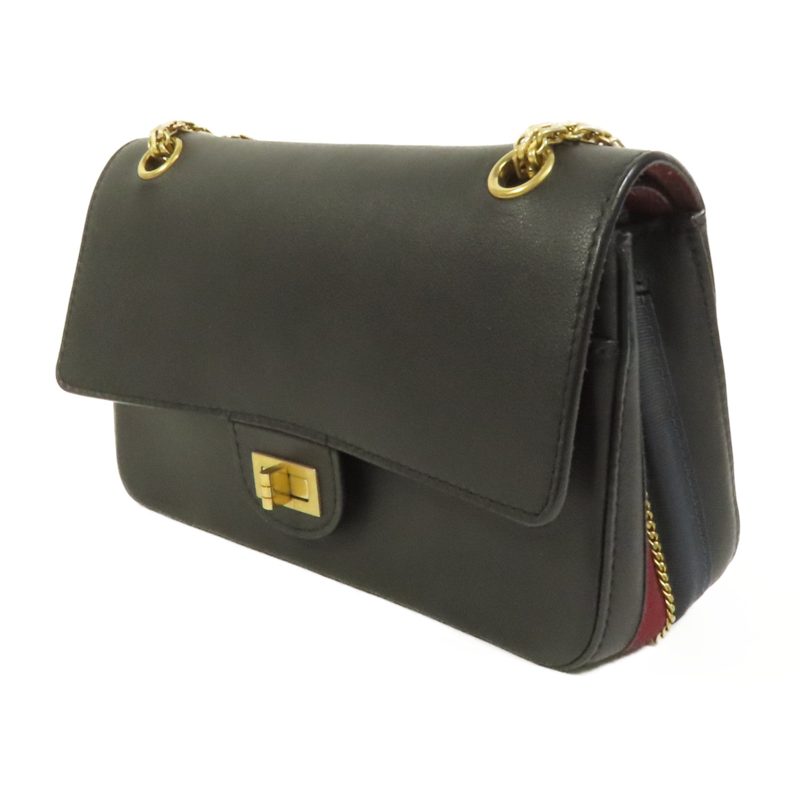 CHANEL 牛皮皮革Chain Shoulder金扣鏈帶肩背袋