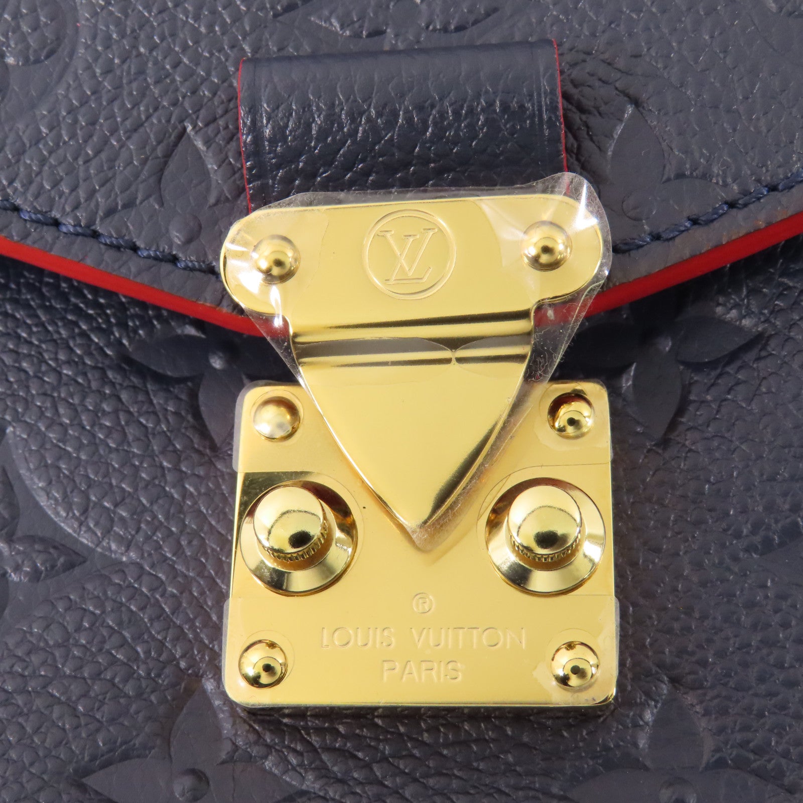 LOUIS VUITTON Monogram Empreinte Pochette Metis金扣手挽肩背兩用袋深藍色
