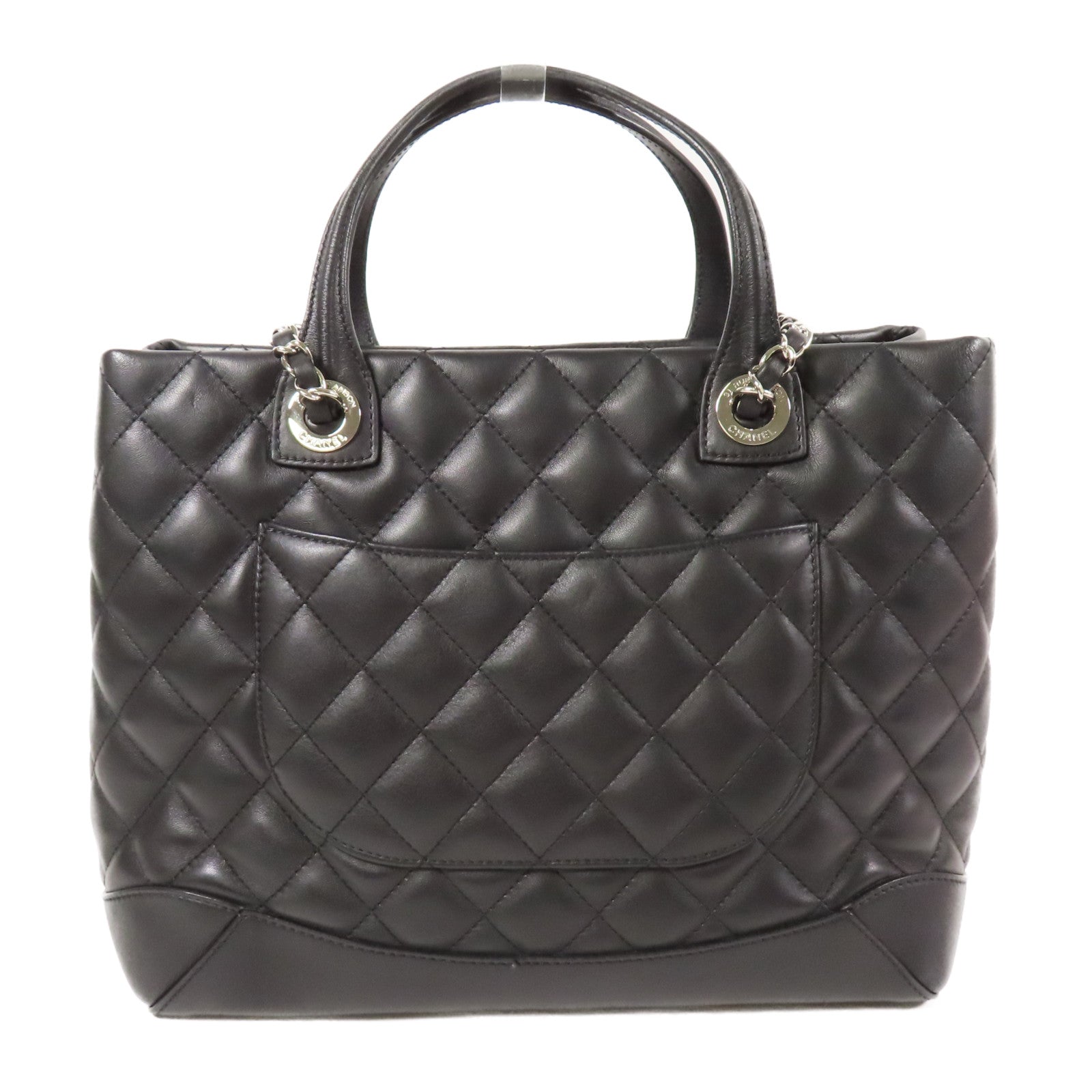 CHANEL 牛皮皮革Chain Shoulder銀扣手挽肩背兩用袋