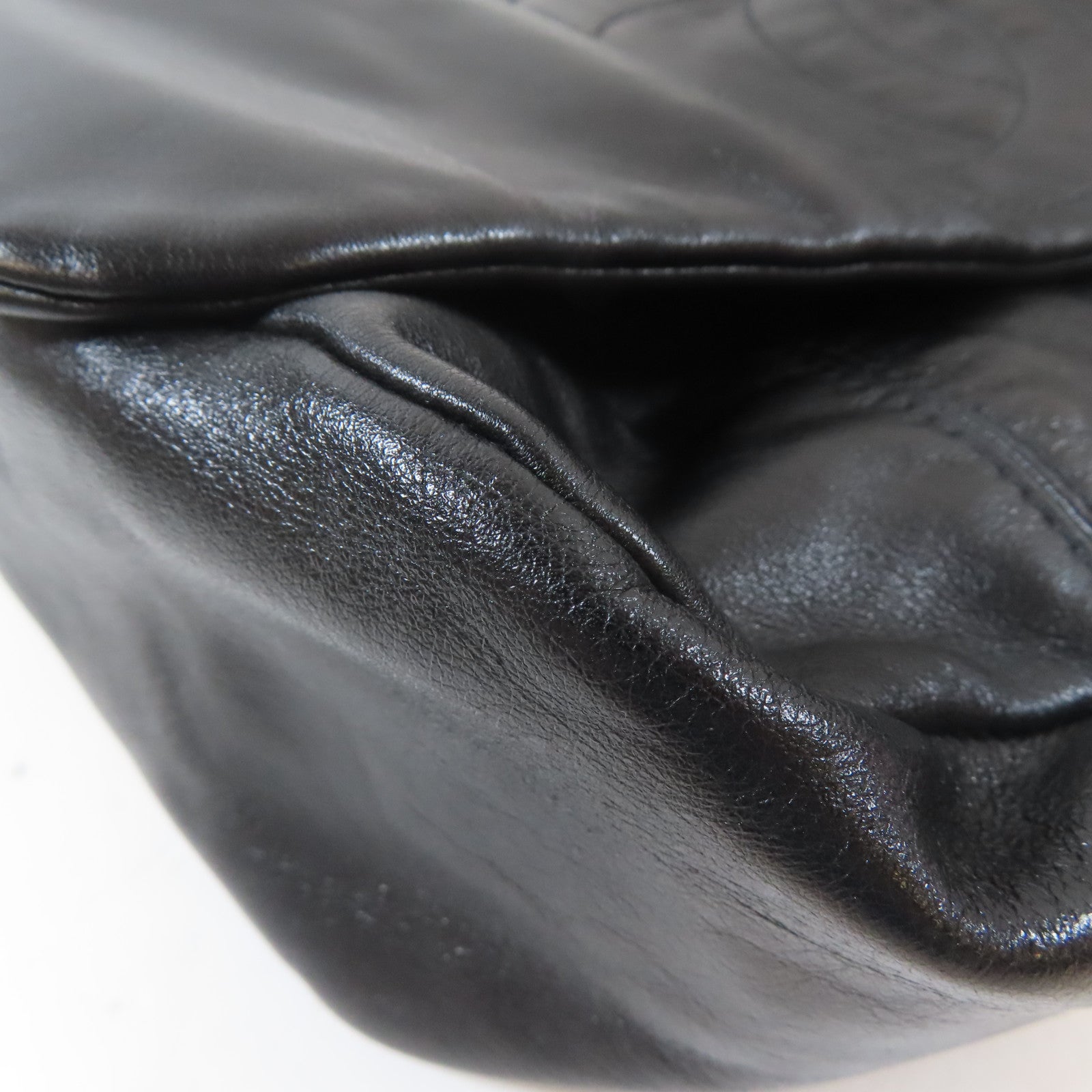 CHANEL 牛皮皮革Shoulder Bag金扣鏈帶肩背袋黑色