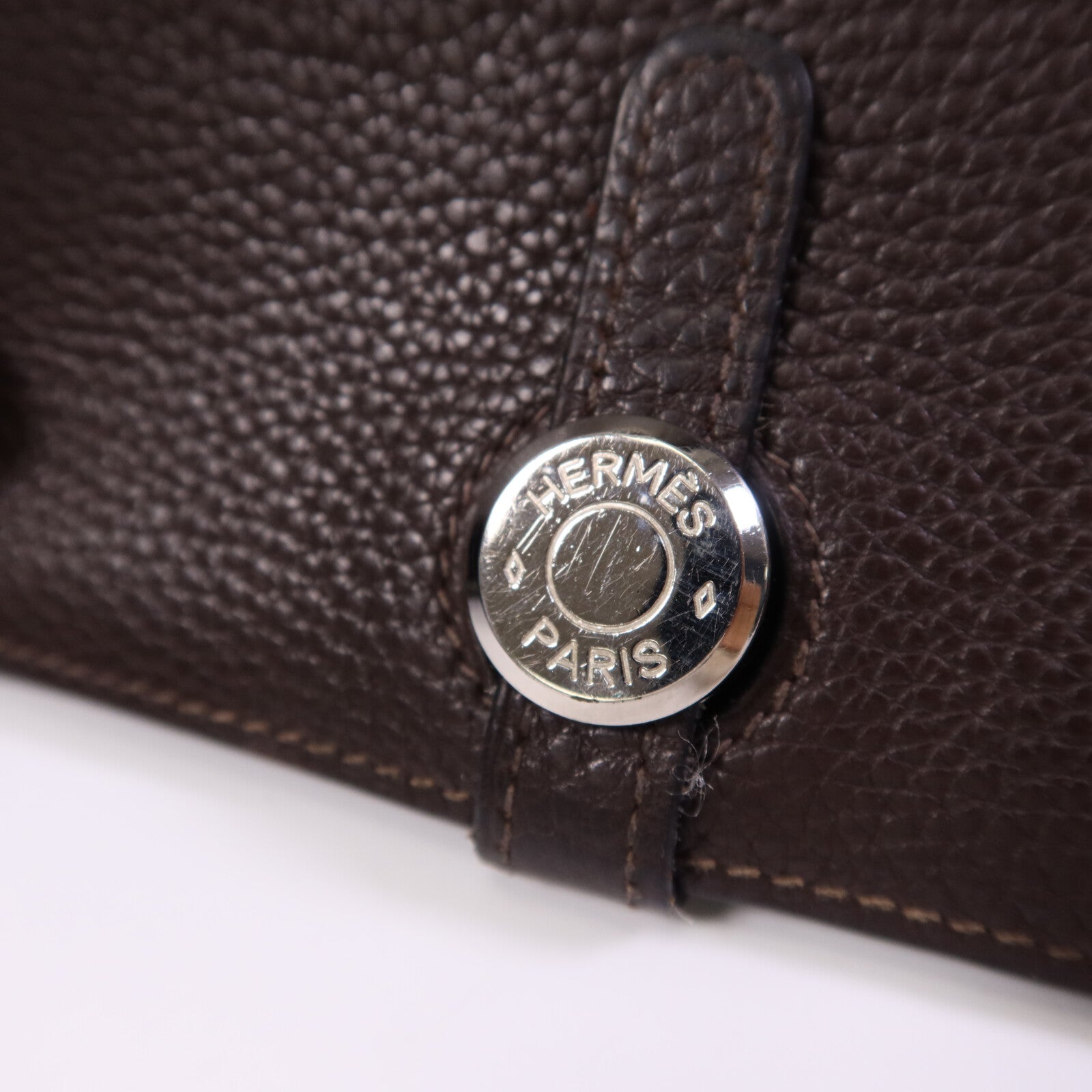 HERMES Clemence皮革Dogon GM銀扣長錢包