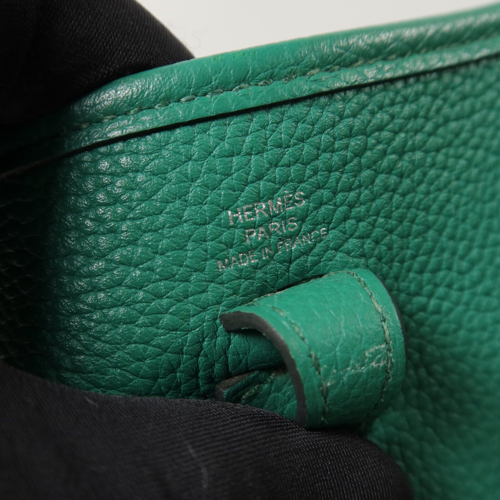 HERMES Clemence皮革Evelyne TPM肩背袋Vert Jade
