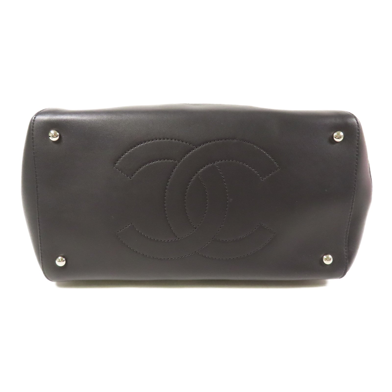 CHANEL 牛皮皮革Chain Shoulder銀扣手挽肩背兩用袋