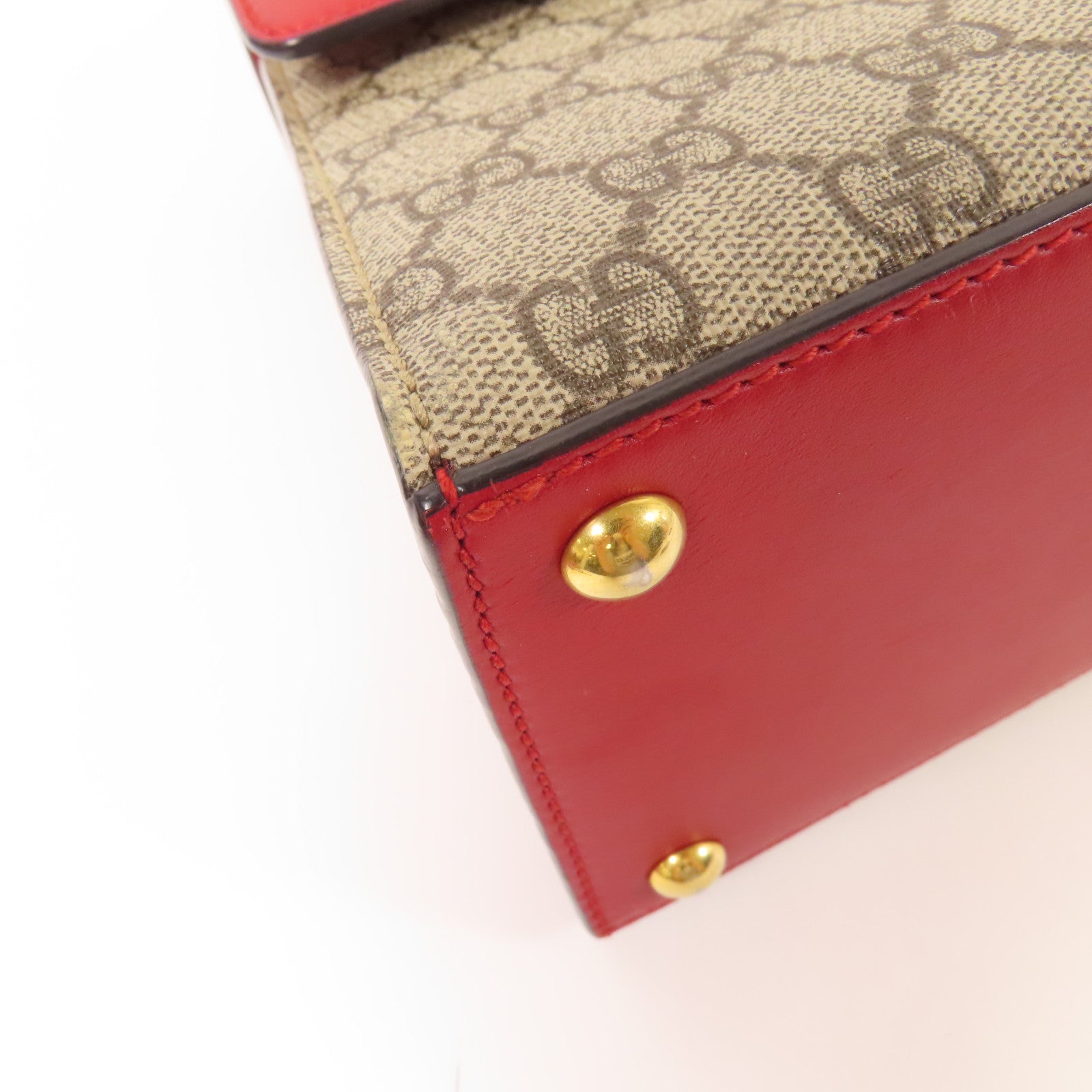 GUCCI 塗層帆布/皮革GG Supreme 2 Way Shoulder Bag金扣手挽肩背兩用袋