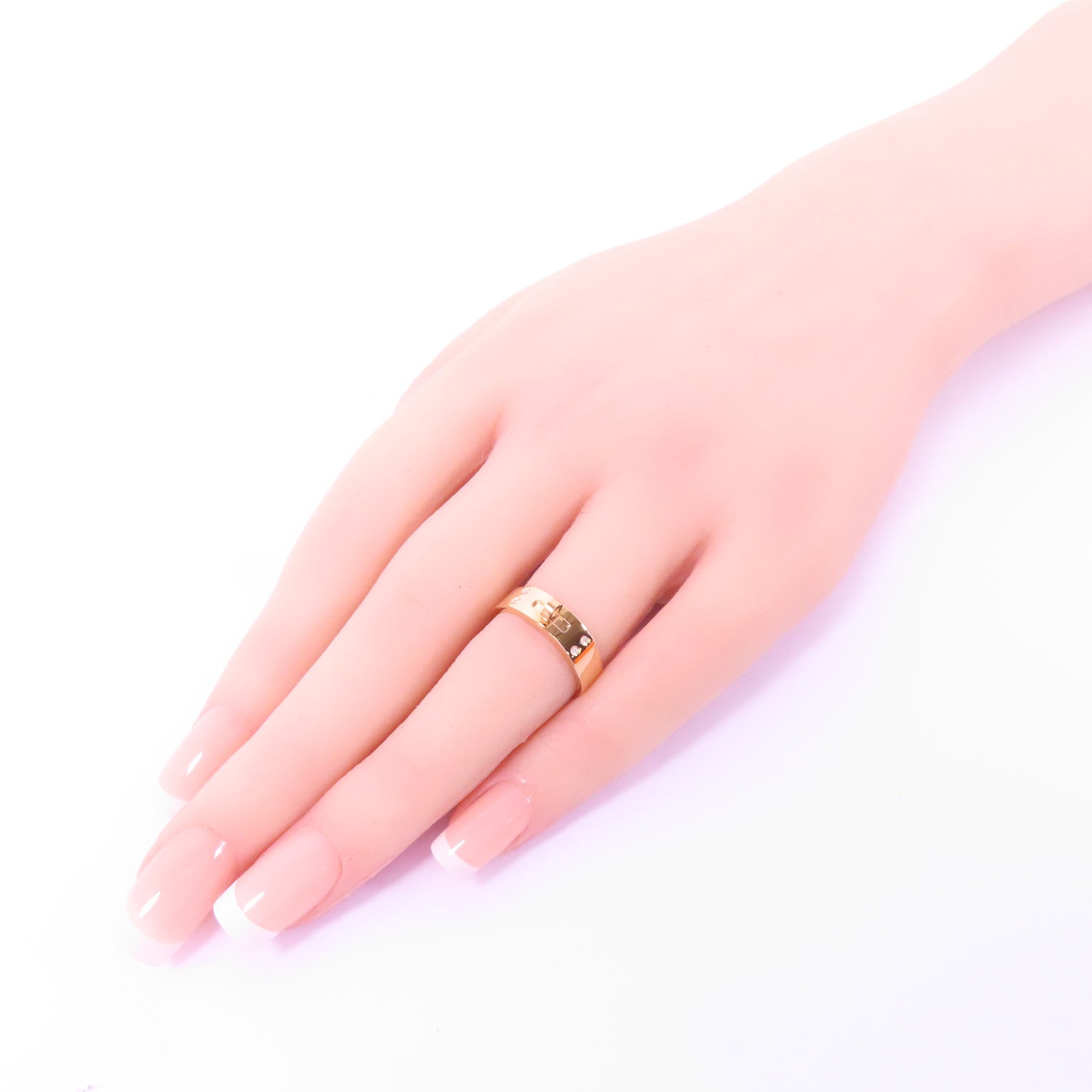 HERMES 18K玫瑰金Kelly Small Model Diamond Ring鑽石戒指US#5.75