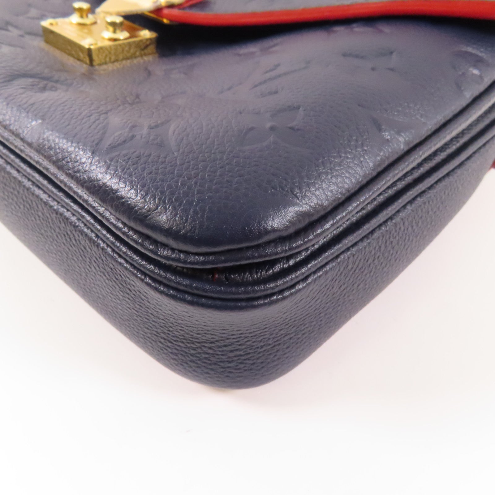 LOUIS VUITTON Monogram Empreinte Pochette Metis金扣手挽肩背兩用袋深藍色