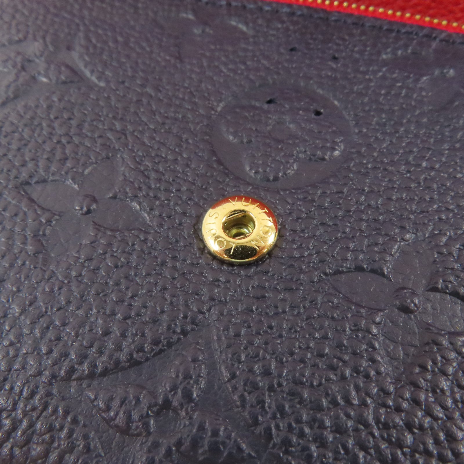 LOUIS VUITTON Monogram Empreinte Emilie金扣長錢包藍色/紅色