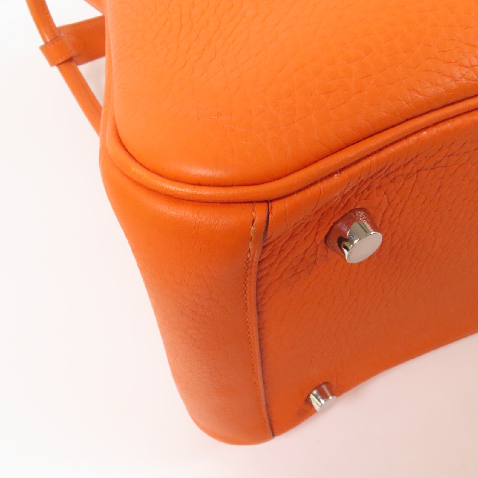 HERMES Clemence皮革Lindy 30銀扣手挽肩背兩用袋Orange