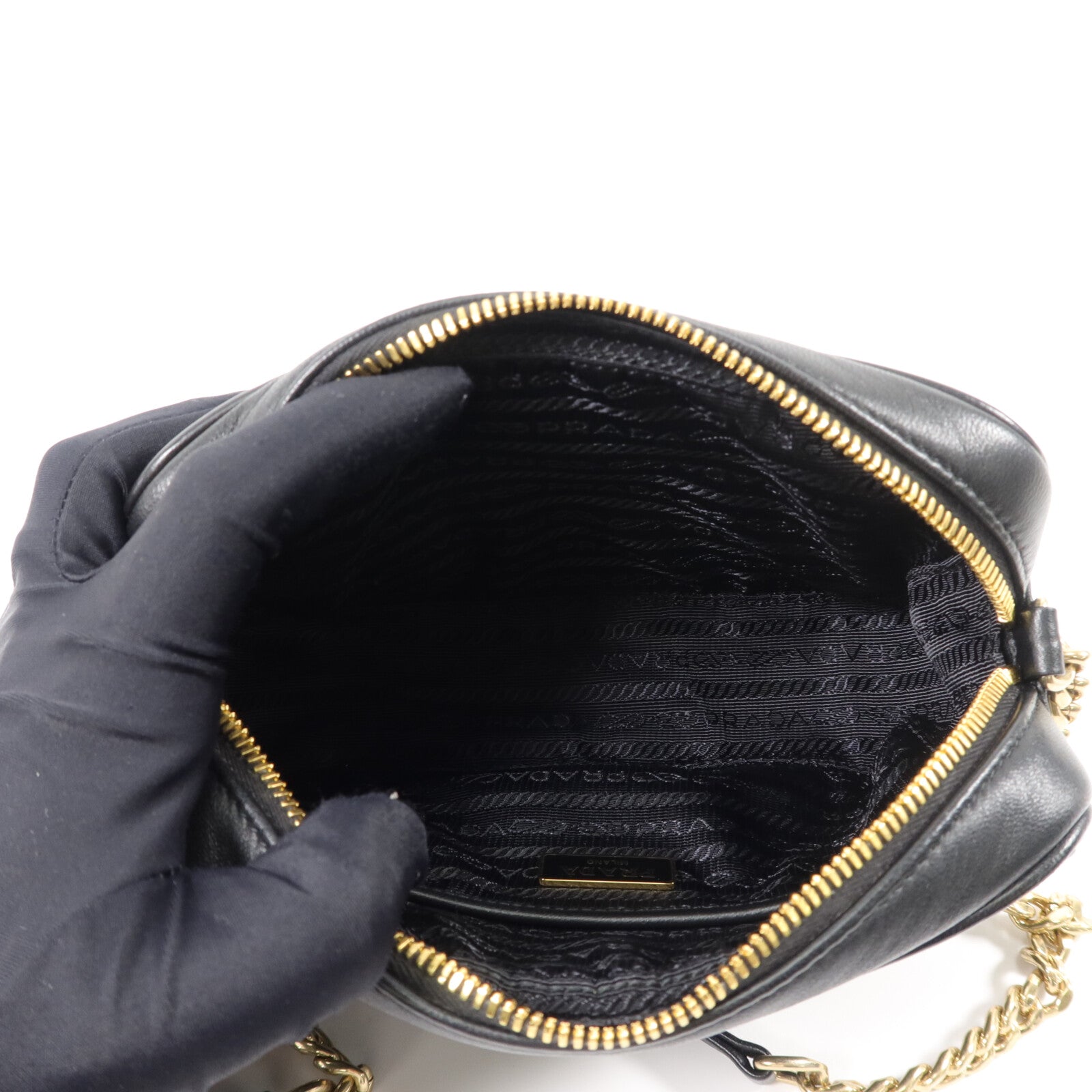 PRADA 牛皮皮革Shoulder Bag鏈帶肩背袋